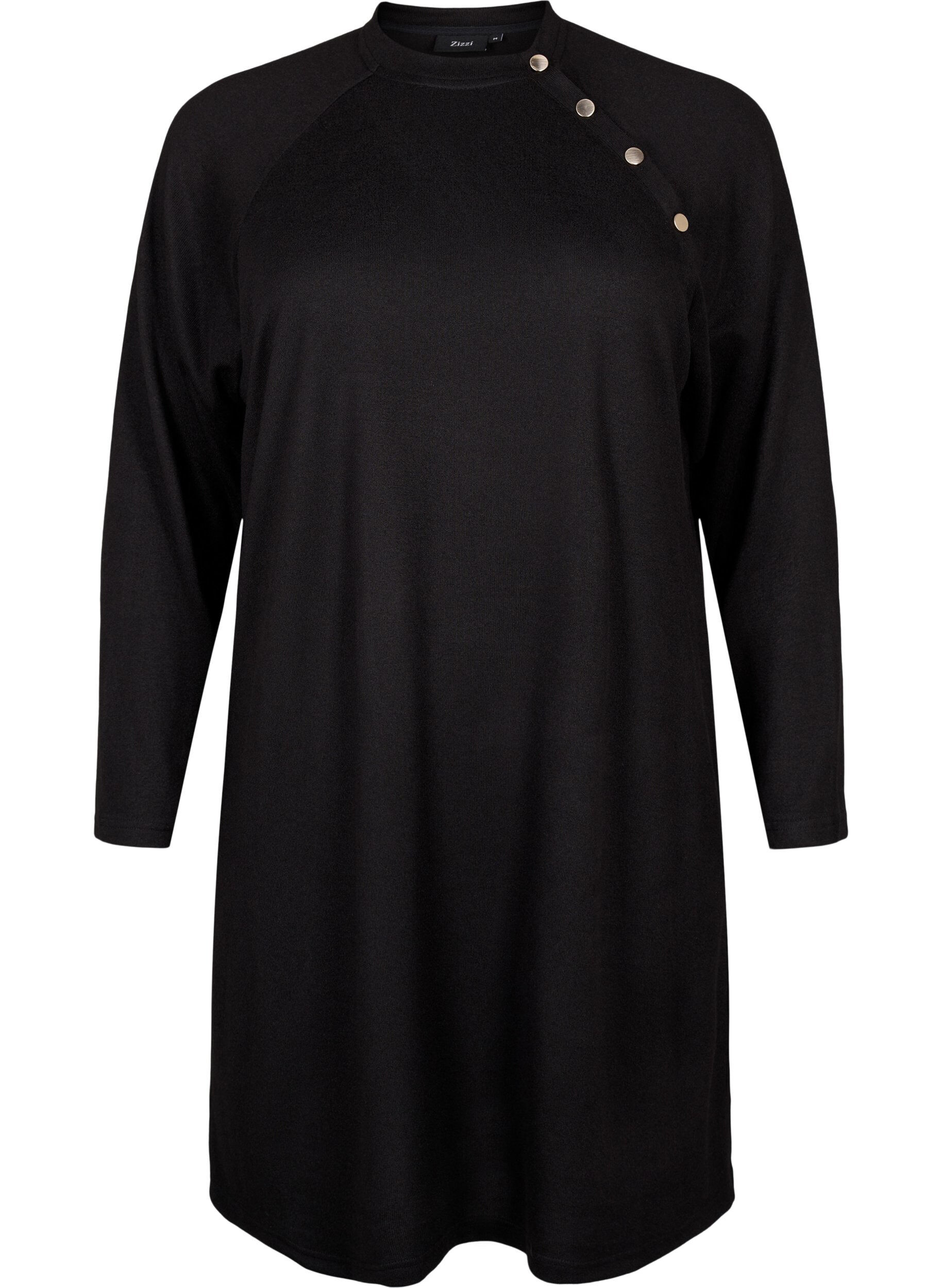 ZizziJerseykleid mit Kn&ouml;pfen, Black, Packshot image number 0