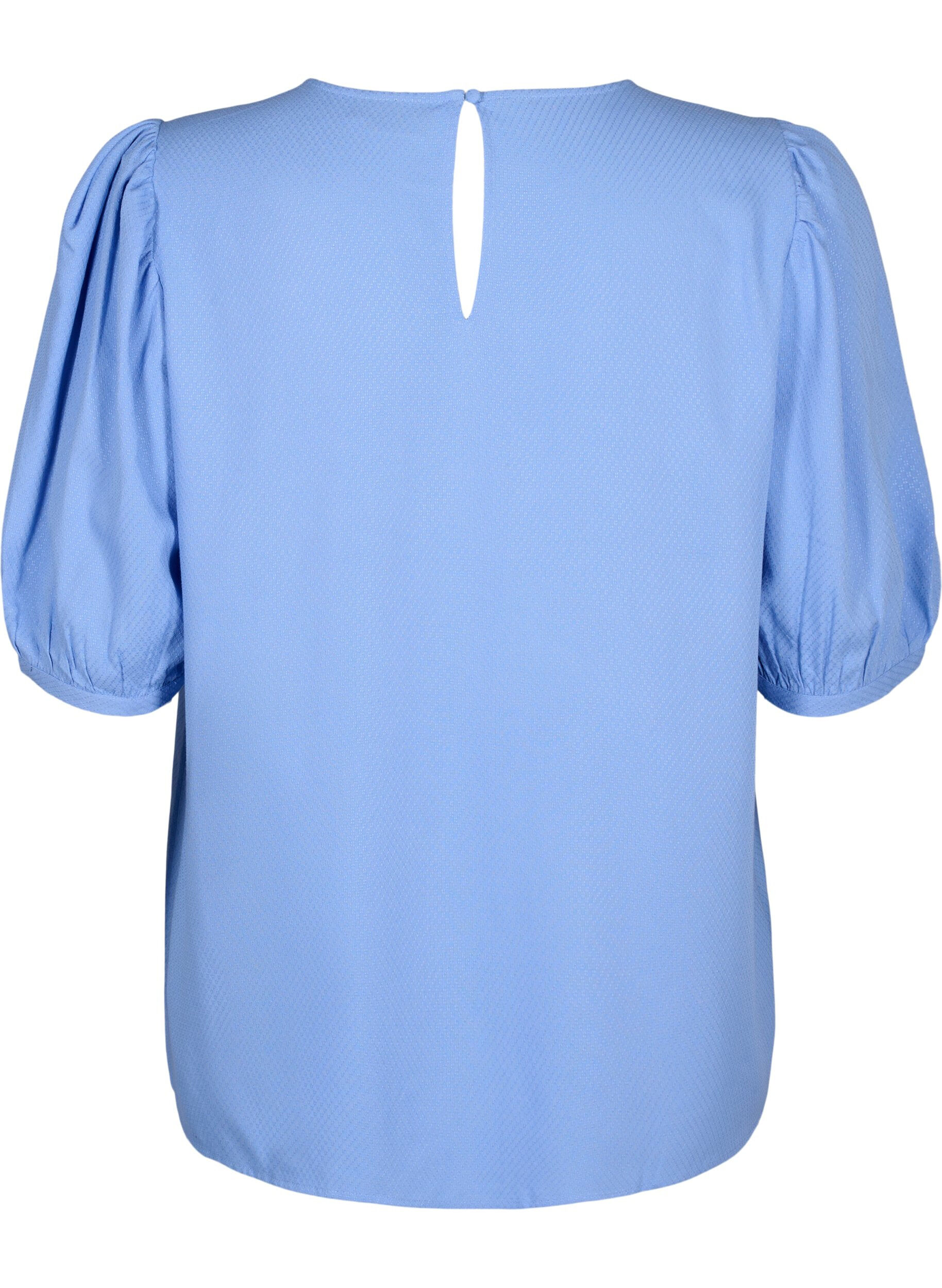 Zizzi Viskosebluse mit 1/2 &Auml;rmeln, Cornflower Blue, Packshot image number 1