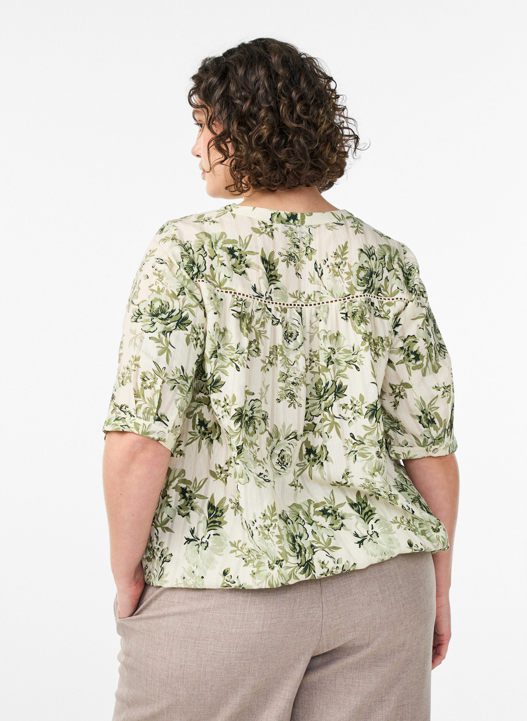 ZizziBluse mit Print und 1/2-&Auml;rmeln, Gr&uuml;n, Model image number 2