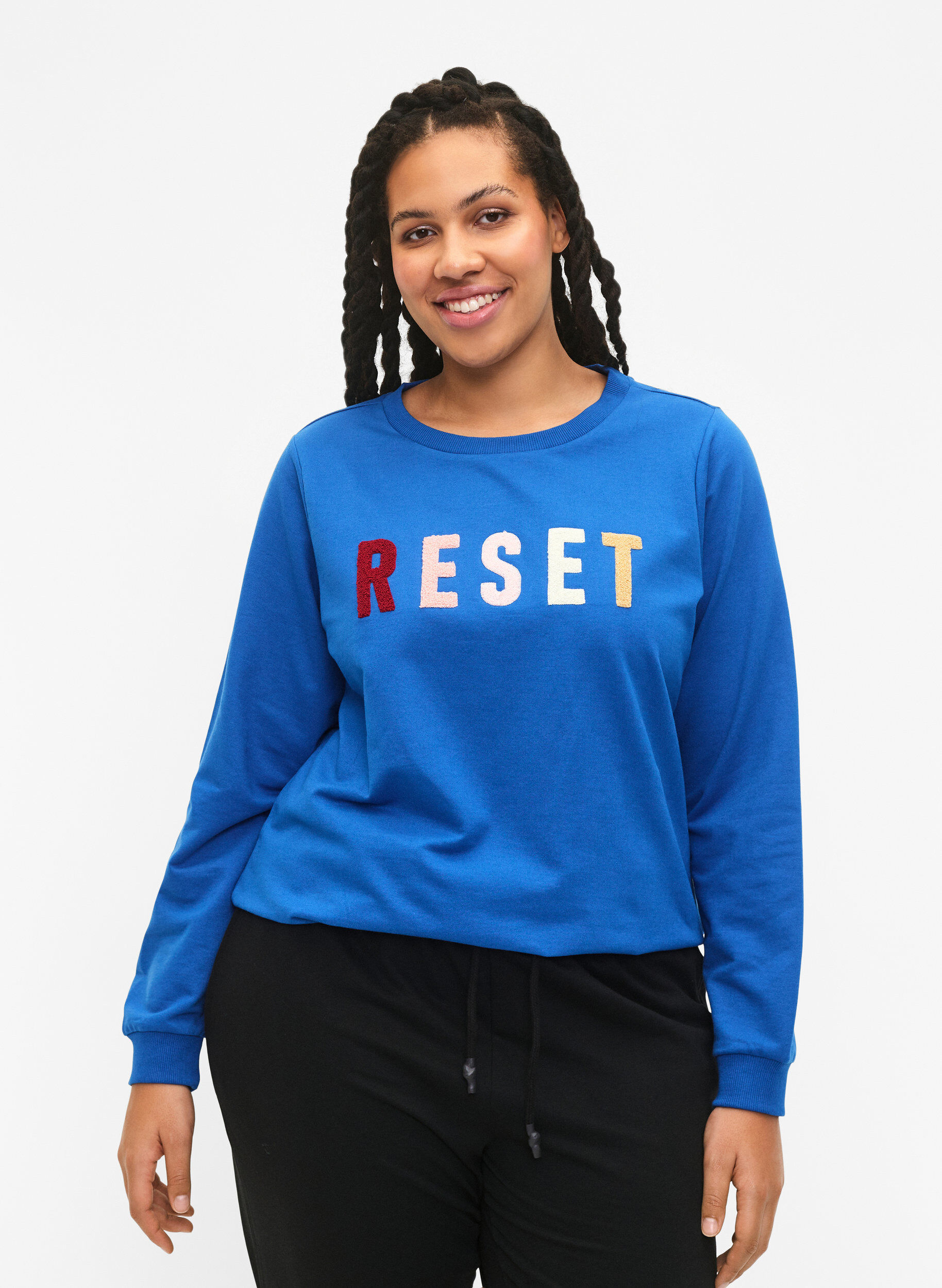 ZizziSweatshirt mit Text, Victoria b. W. Reset, Model image number 0