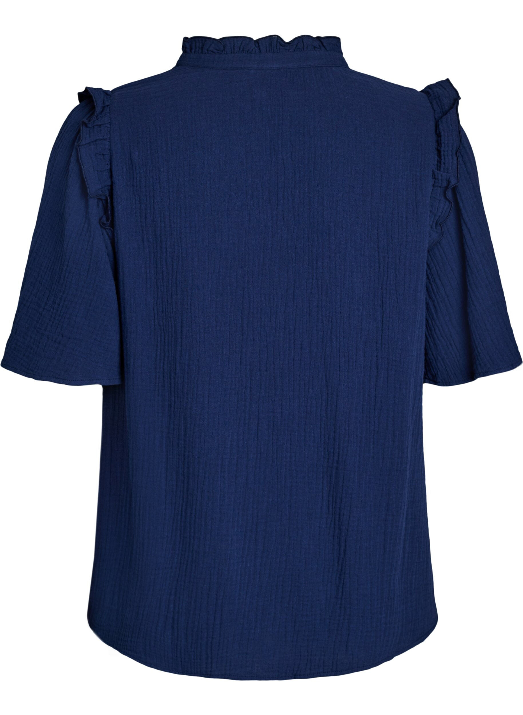 ZizziBluse aus Baumwoll-Musselin mit Broderie Anglaise und 1/2-&Auml;rmeln, Blau, Packshot image number 1