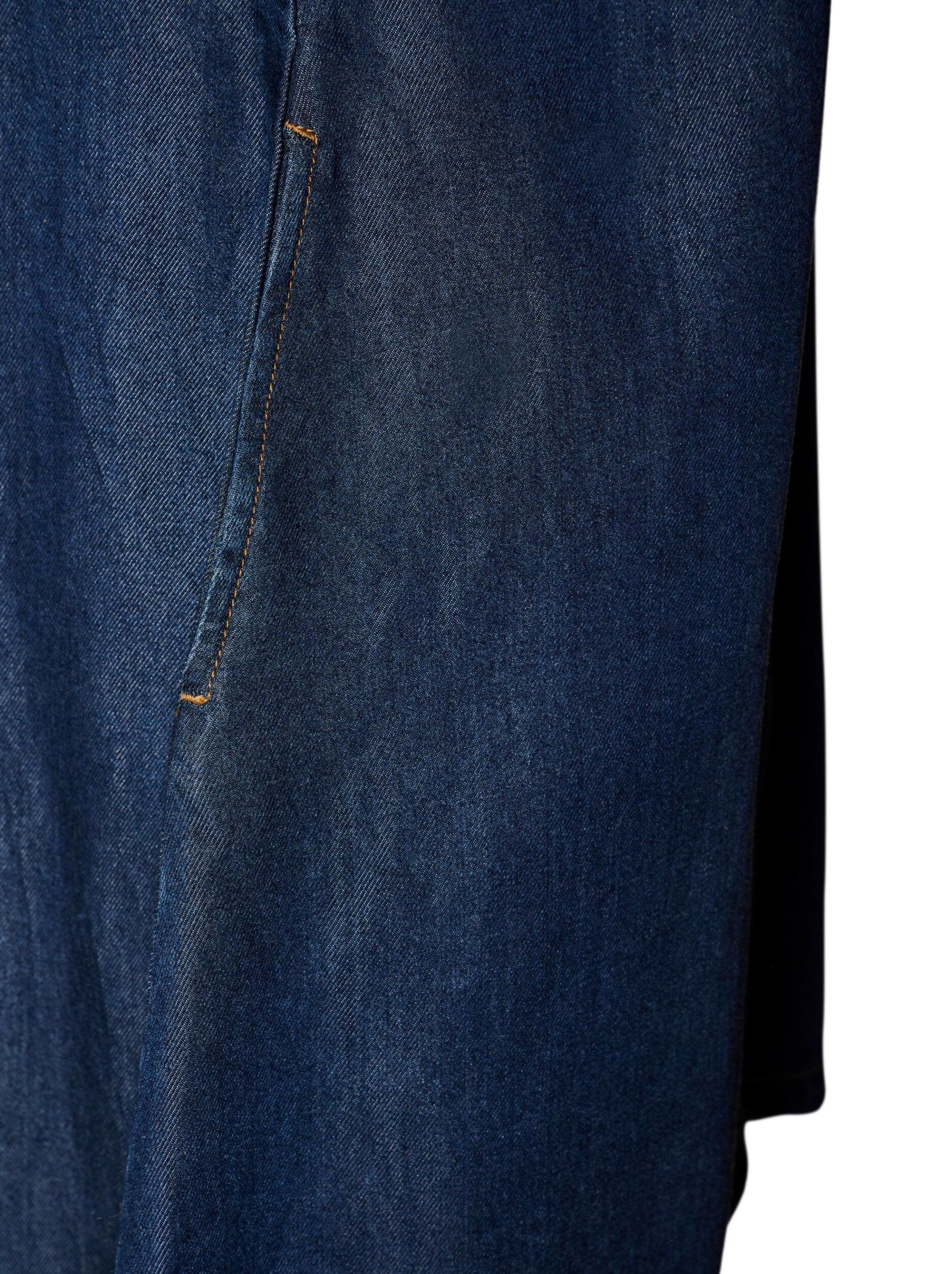 ZizziJeanskleid aus Lyocell mit Kn&ouml;pfen und kurzen &Auml;rmeln, Blau, Packshot image number 3