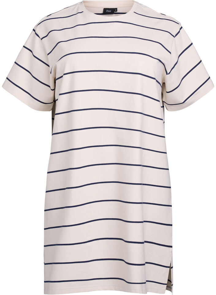 Kurzes Jerseykleid mit Streifen, Beige, Packshot image number 0