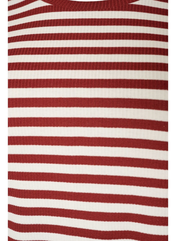 Gestreiftes T-Shirt mit gerippter Struktur, Rot, Packshot image number 2