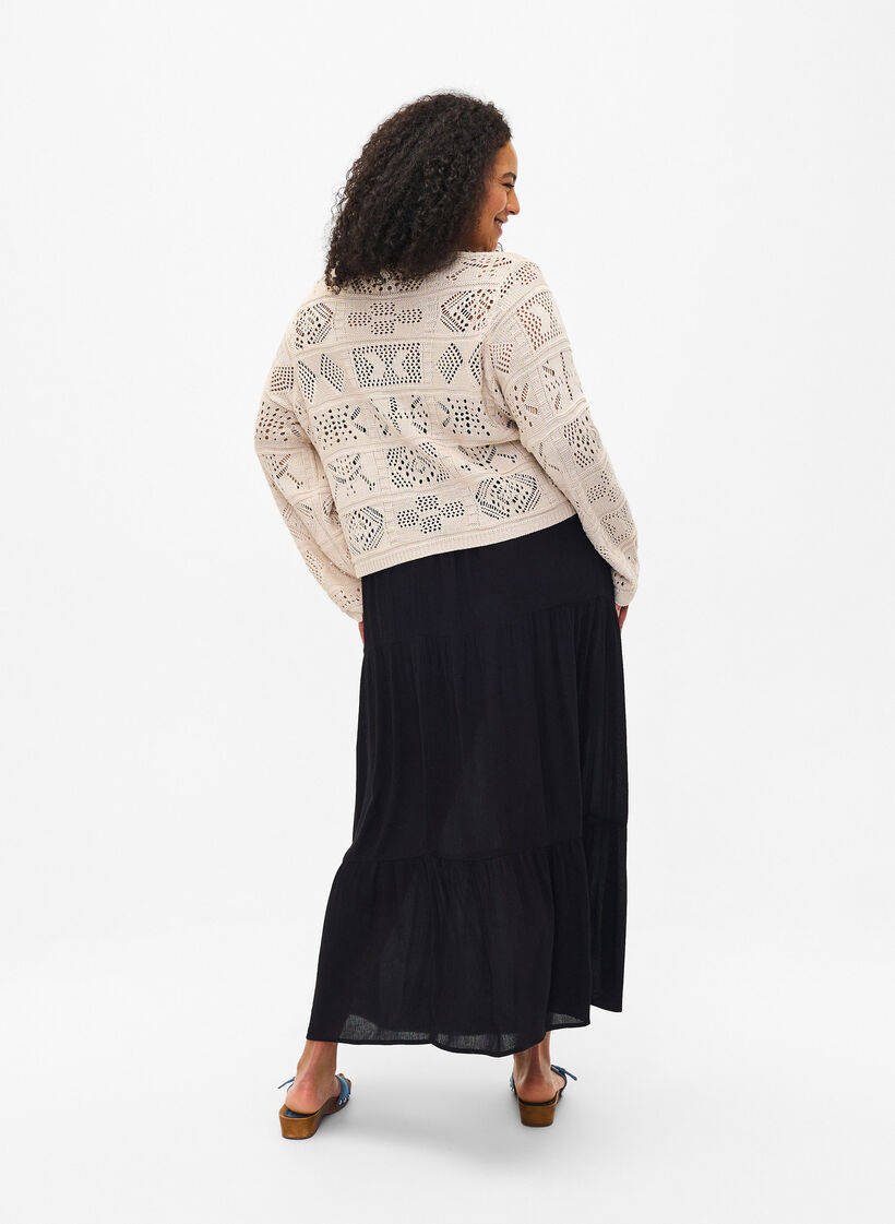 Langer Rock mit Gummizug am Bund, Schwarz, Model image number 1