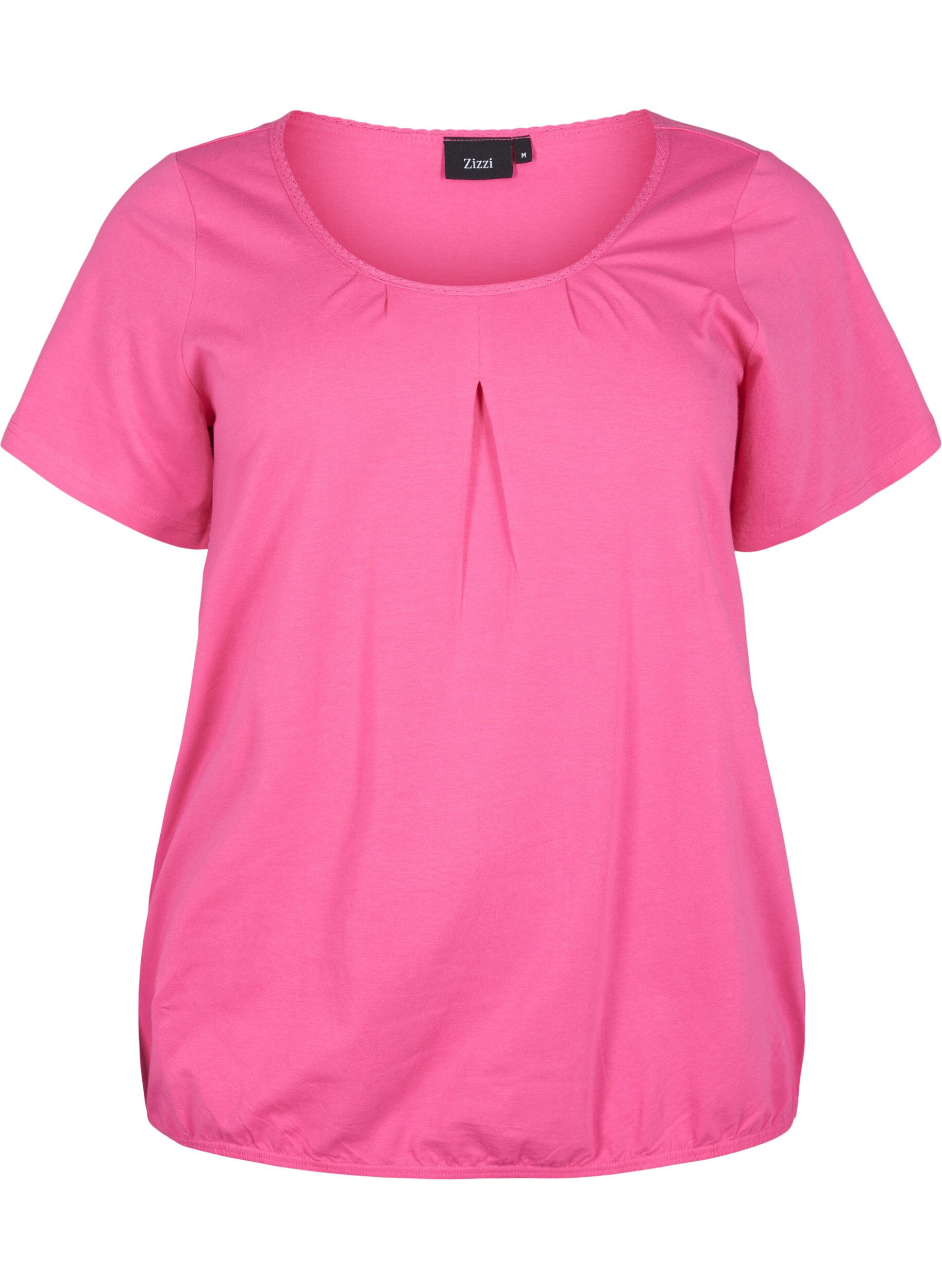 ZizziKurz&auml;rmeliges T-Shirt aus Baumwolle, Shocking Pink, Packshot image number 0