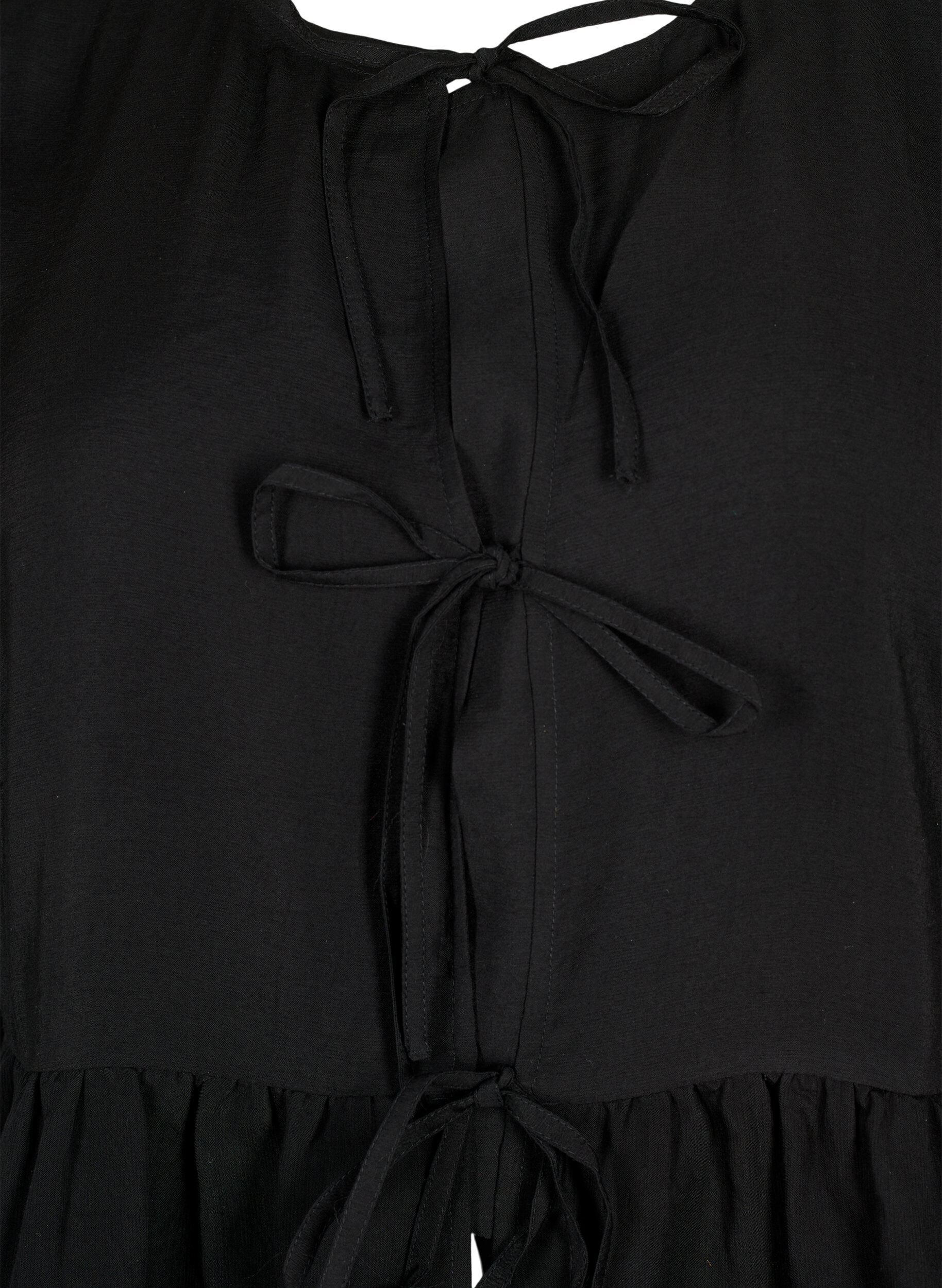 Zizzi Viskosebluse mit Lochstickerei, Black, Packshot image number 2