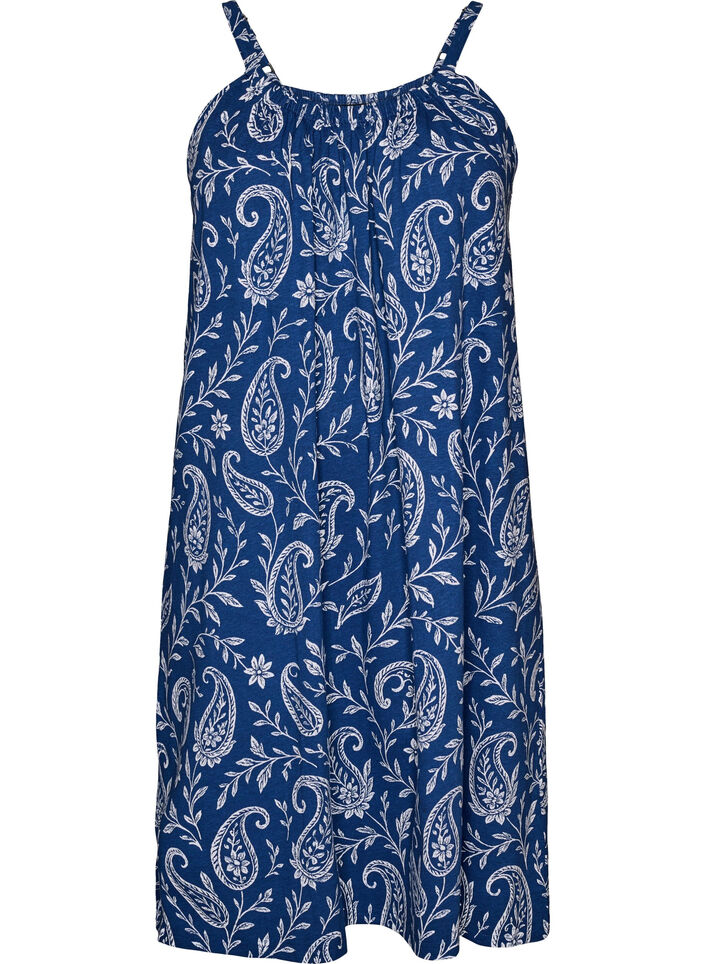 Midi-Tr&auml;gerkleid aus Bio-Baumwolle, Blau, Packshot image number 0