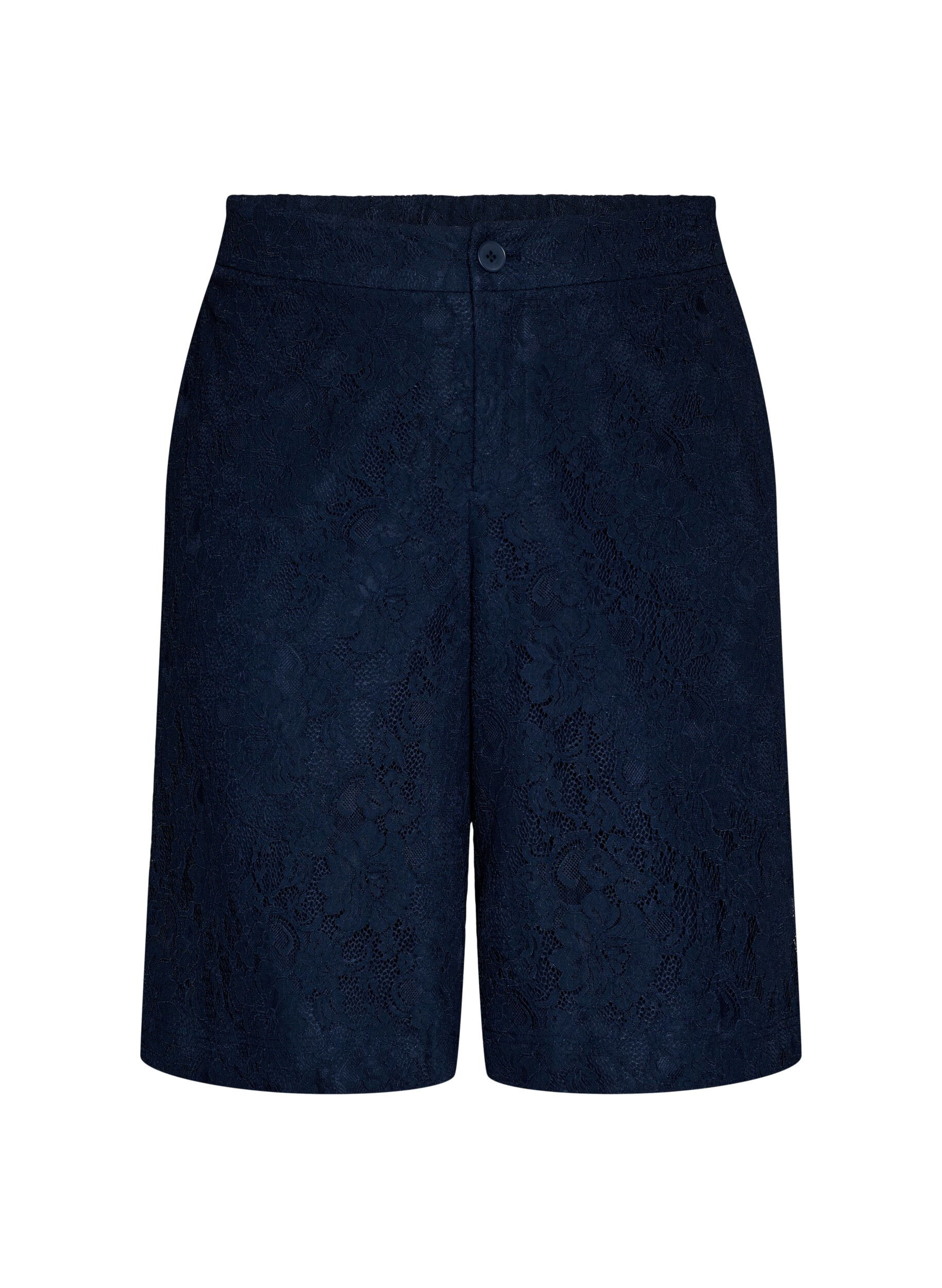 Hoch taillierte Bermudashorts aus Spitze