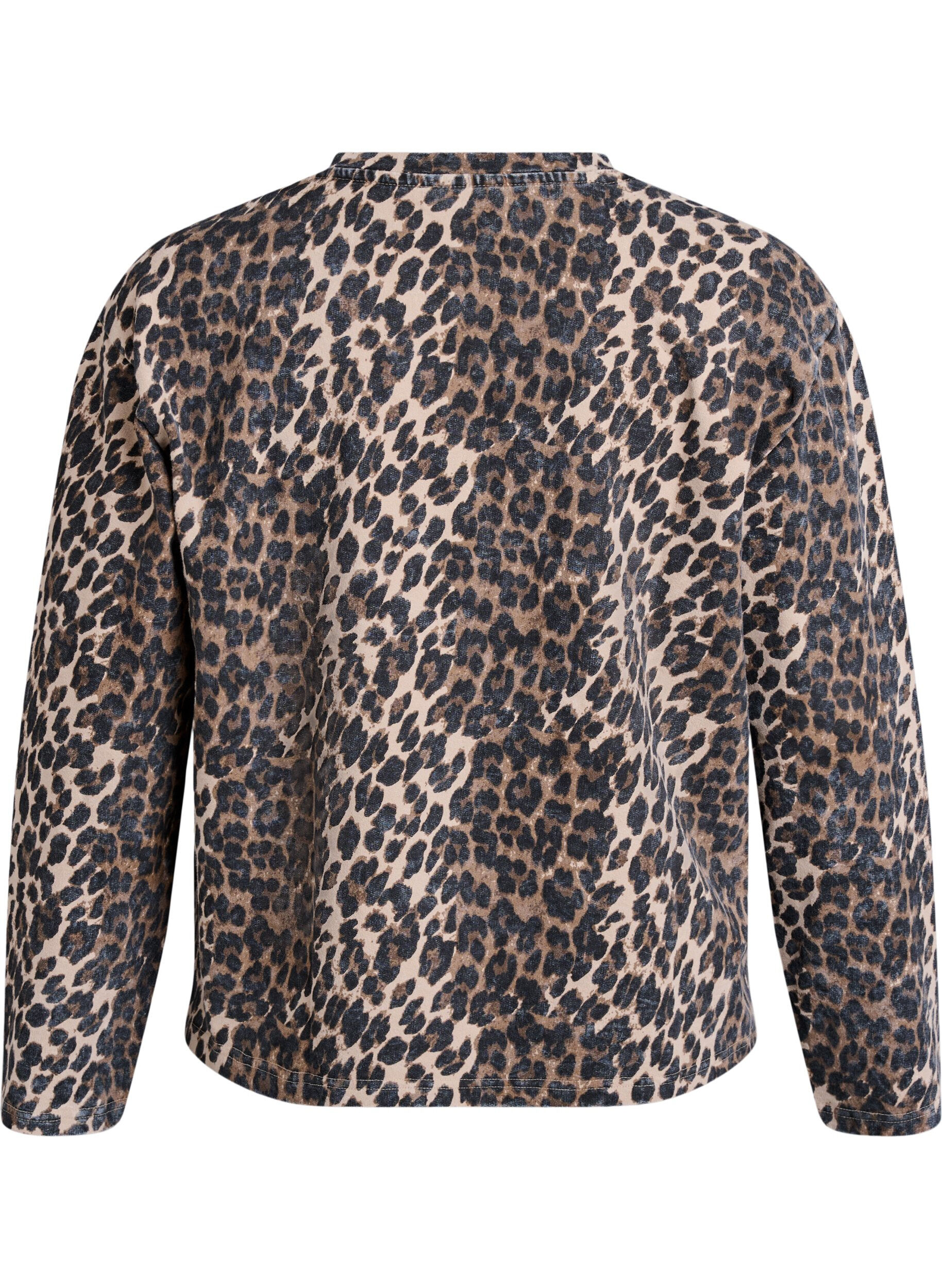 ZizziSweatshirt mit Leopardenmuster in verwaschener Optik, Braun, Packshot image number 1