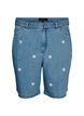 Hoch taillierte Jeansshorts mit gebl&uuml;mter Stickerei, Blau, Packshot image number 0
