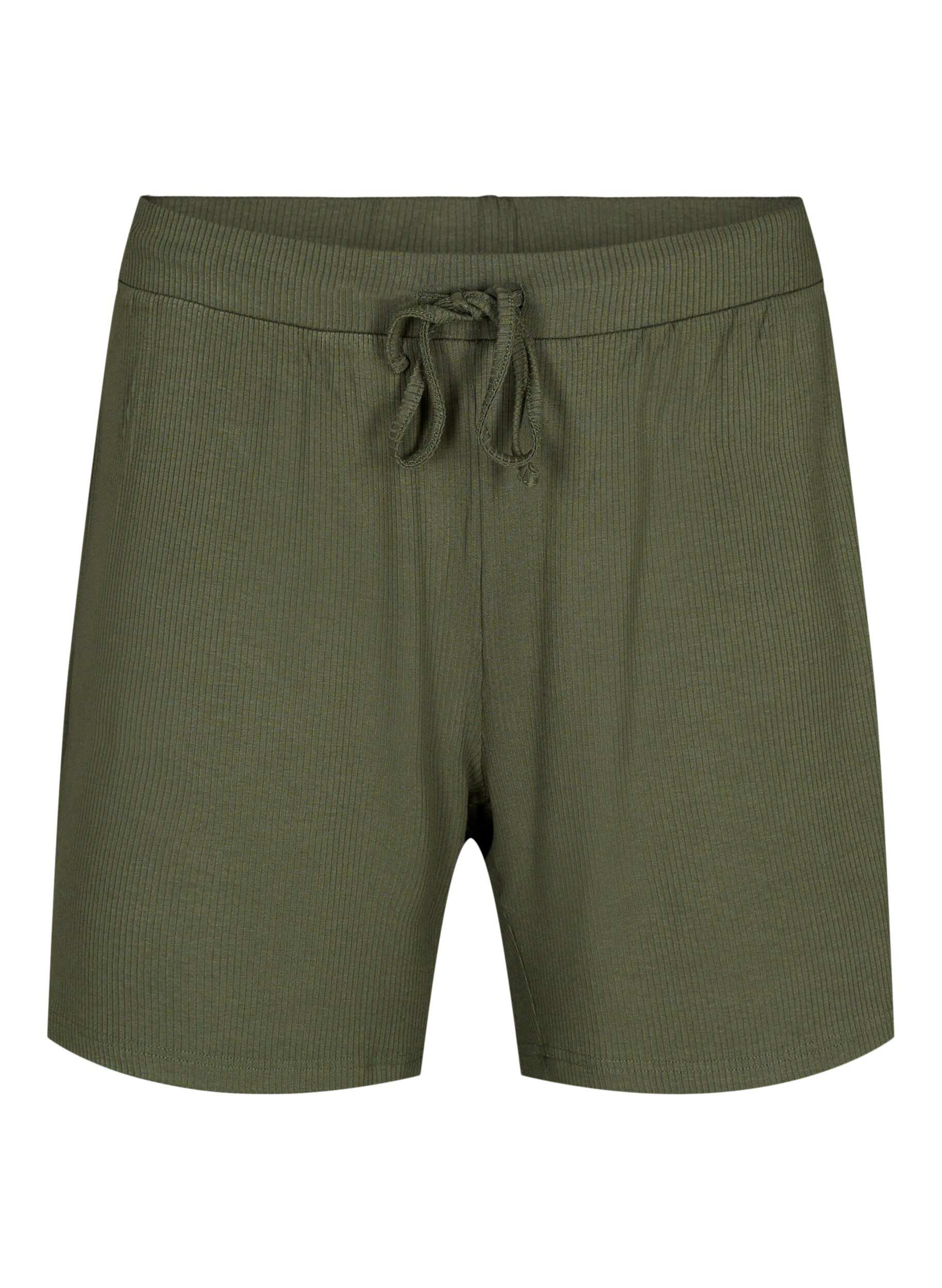 ZizziLockere Shorts aus Viskose mit Ripp, Thyme, Packshot image number 0