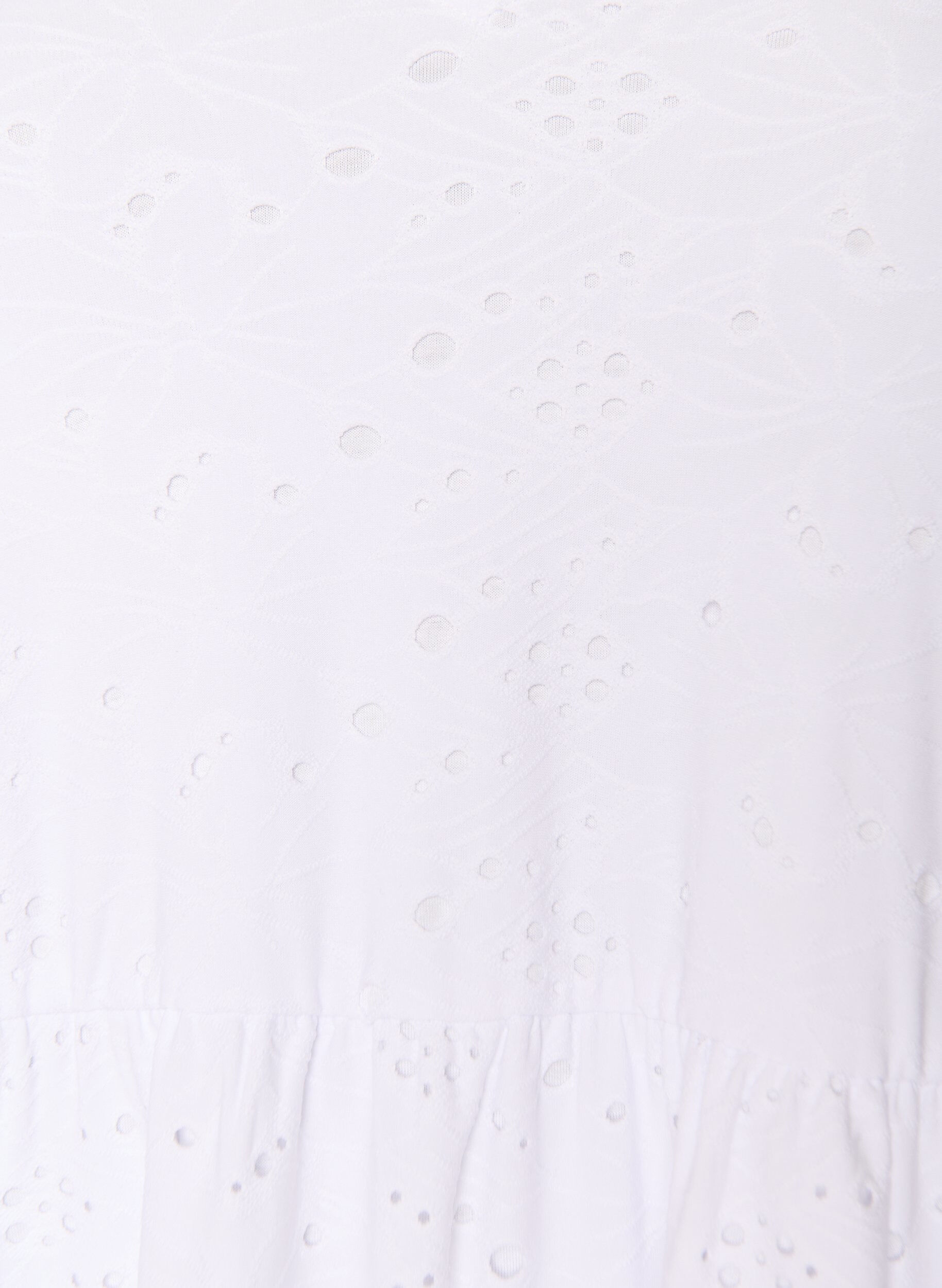 ZizziBroderie-Anglaise-Kleid mit V-Ausschnitt und 1/2-&Auml;rmeln, Wei&szlig;, Packshot image number 2