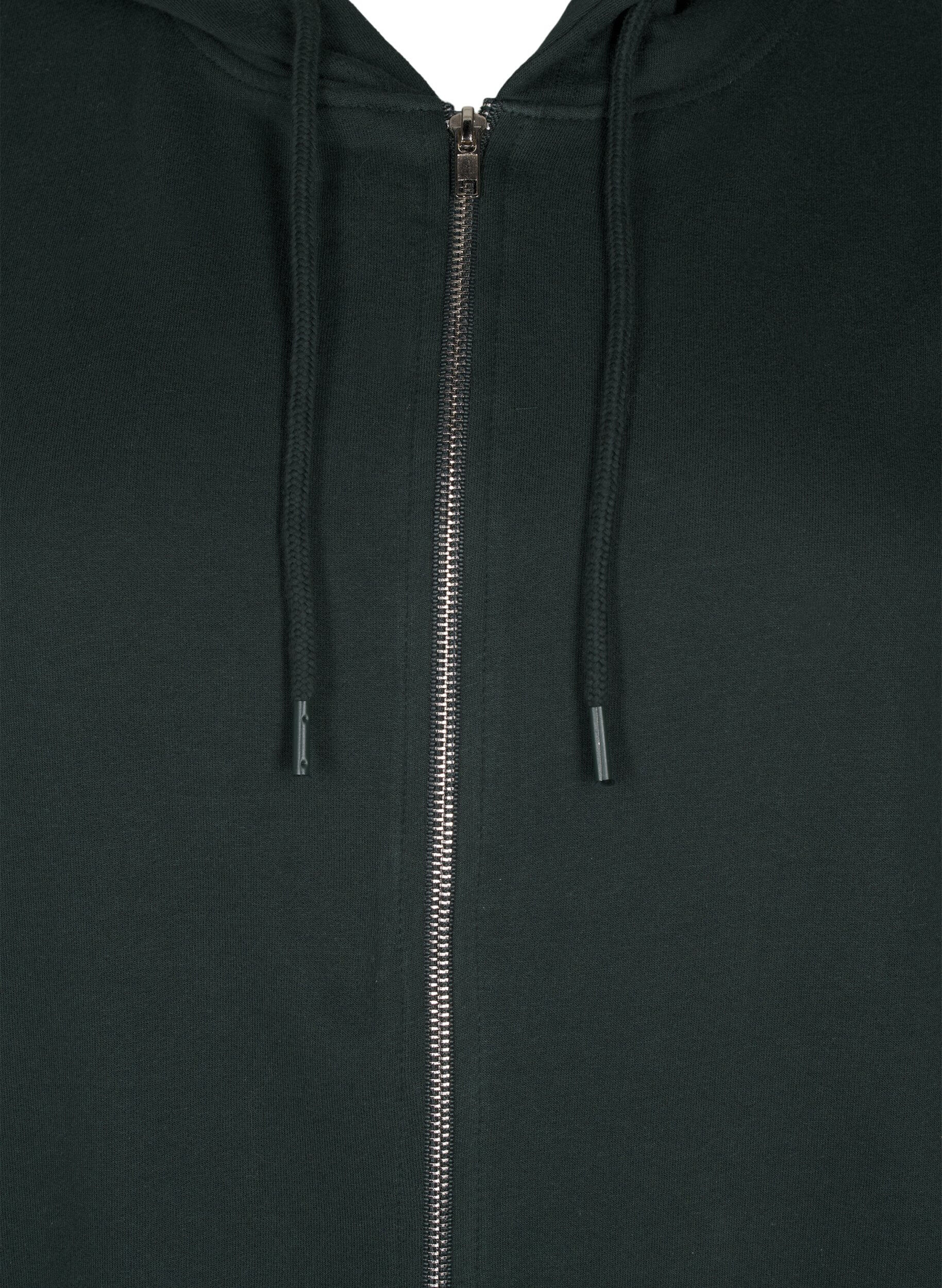 ZizziLange Sweatjacke aus Baumwolle mit Kapuze, Gr&uuml;n, Packshot image number 2