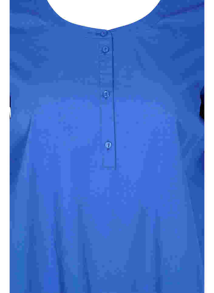 Kurzarm Baumwolltunika mit A-Linie, Dazzling Blue, Packshot image number 2