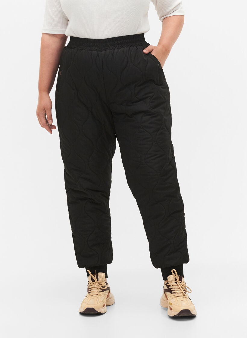 Gesteppte Thermohosen, Black, Model image number 2