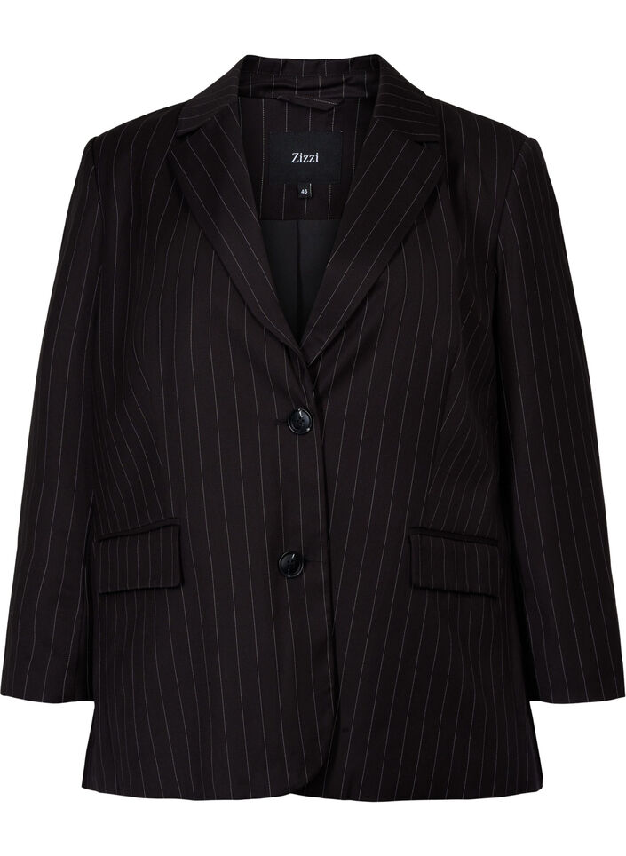 Pinstripe Blazer, Black W. Pinstripe, Packshot image number 0