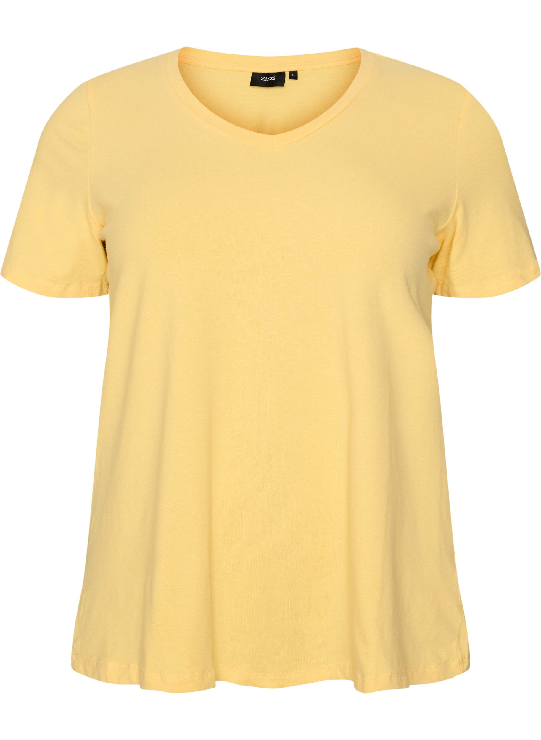 ZizziEinfarbiges basic T-Shirt aus Baumwolle, Gelb, Packshot image number 0