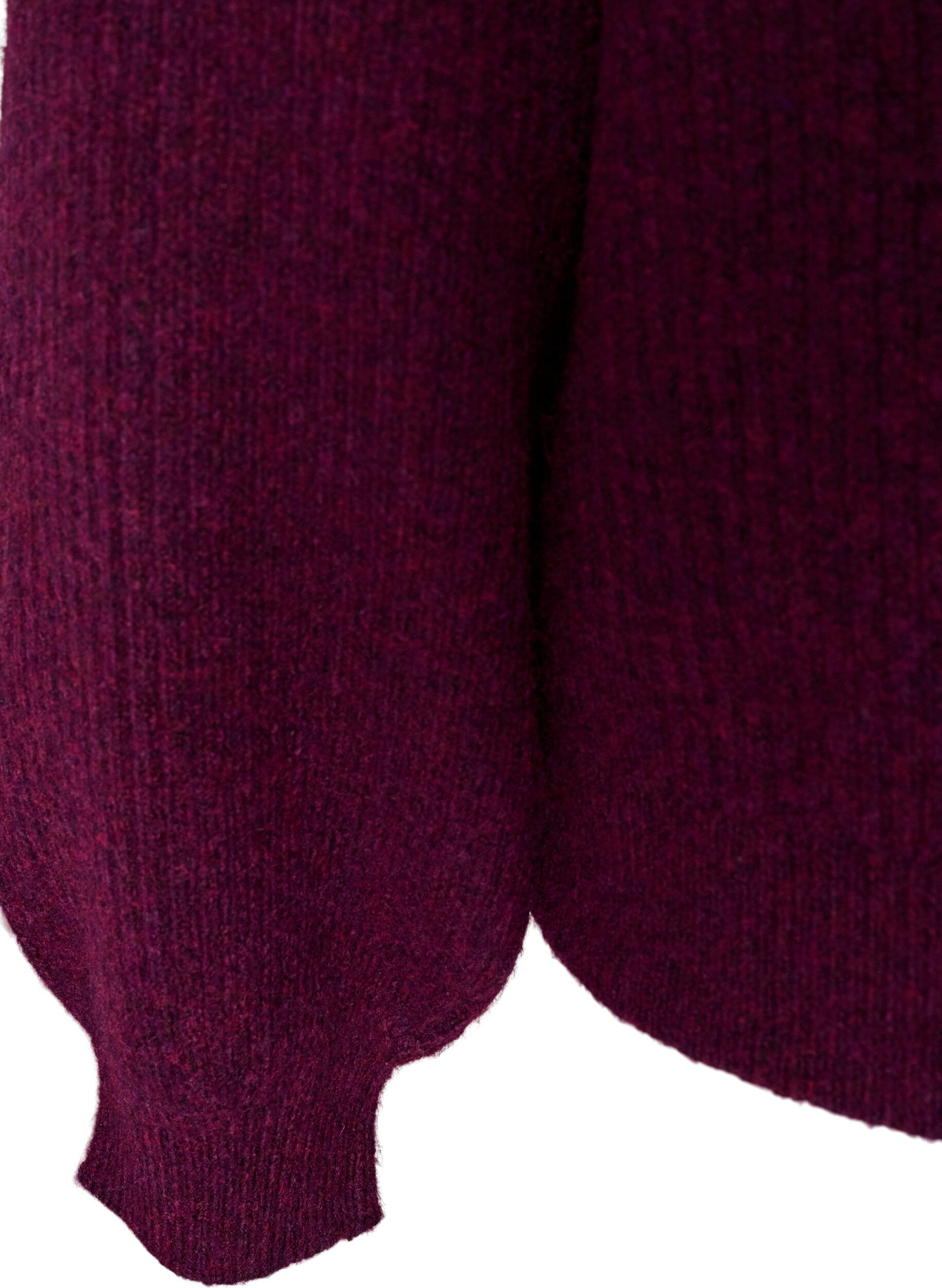 ZizziGerippter Pullover mit Ballon&auml;rmeln, Lila, Packshot image number 3