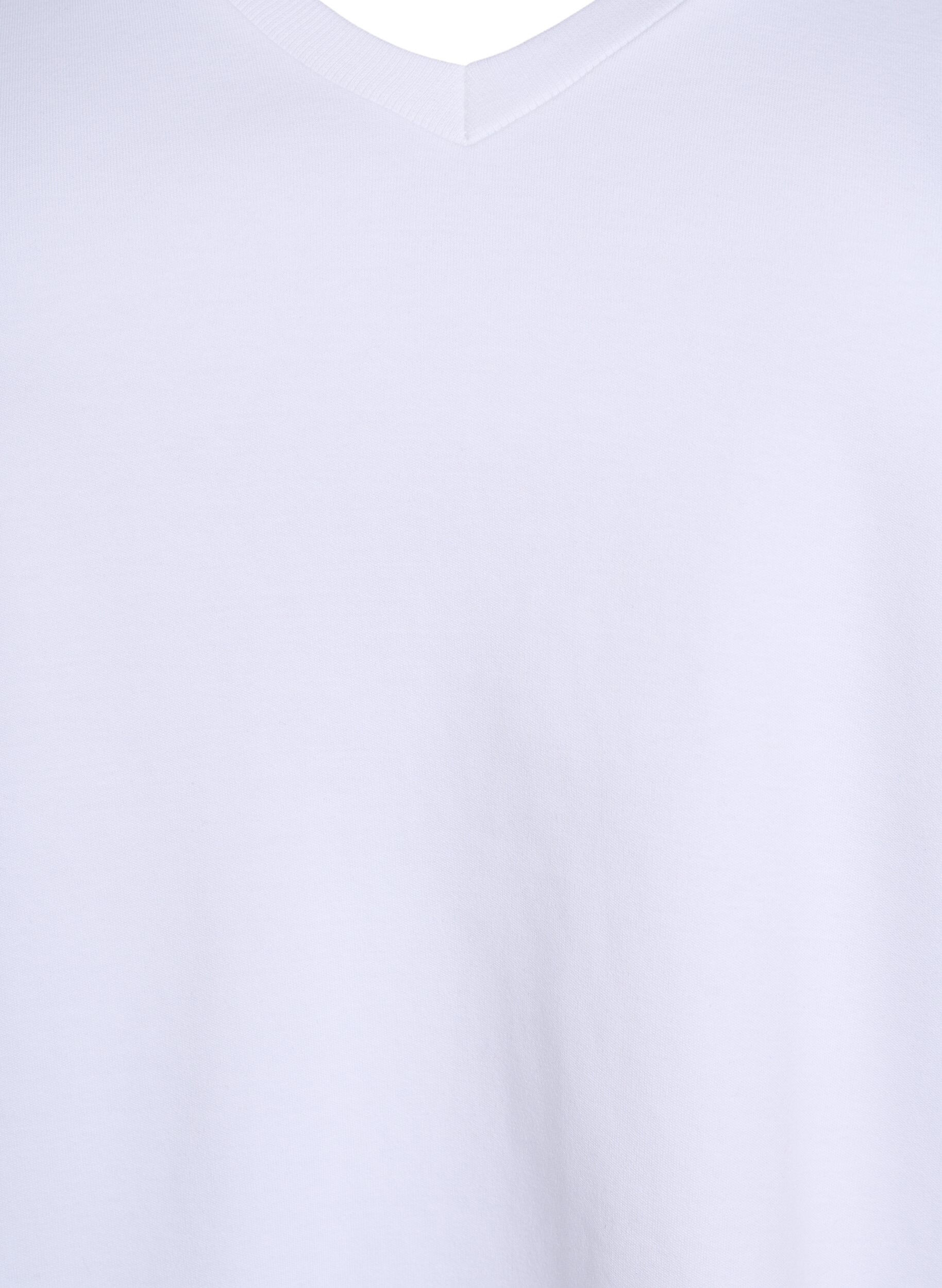 ZizziBasic-T-Shirt mit V-Ausschnitt aus Bio-Baumwolle, Wei&szlig;, Packshot image number 2