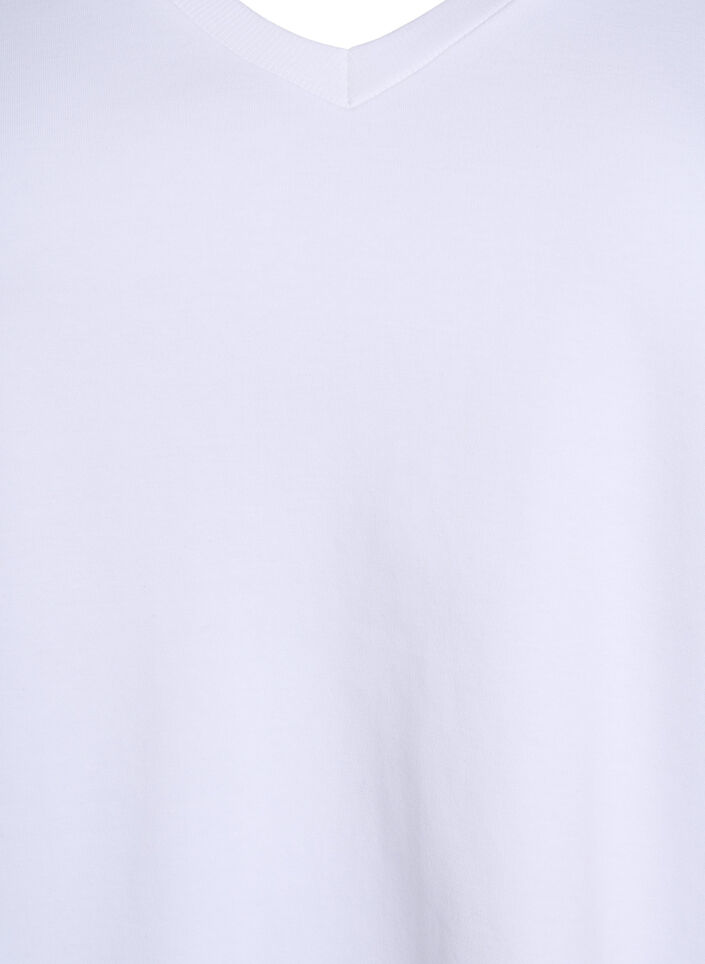 Basic-T-Shirt mit V-Ausschnitt aus Bio-Baumwolle, Weiß, Packshot image number 2
