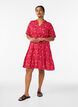 Kurzes A-Linien-Kleid aus Baumwollmusselin, Rot, Model image number 1