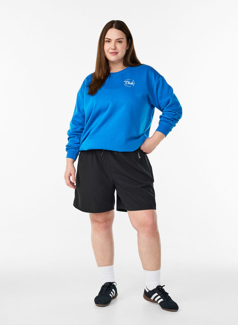 Sweatshirt mit Textprint, Blau, Model