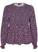 Bluse mit gesmoktem Oberteil und gebl&uuml;mtem Print, Blau, Packshot image number 0