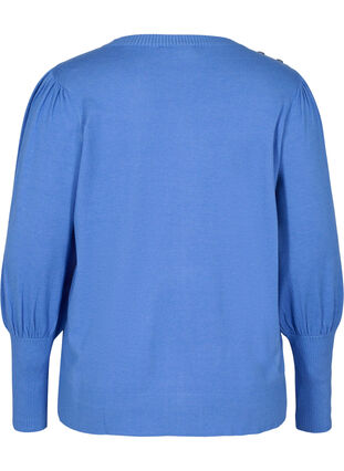 Bluse mit Ballonärmeln und dekorativen Knöpfen, Ultramarine Mel, Packshot image number 1