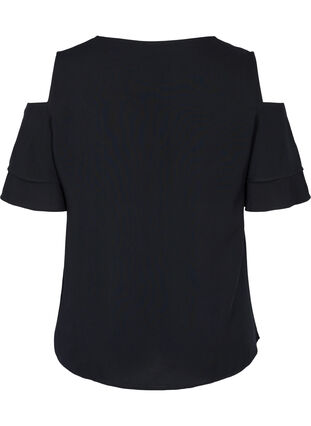 Kurzärmelige Bluse aus Viskose, Black, Packshot image number 1