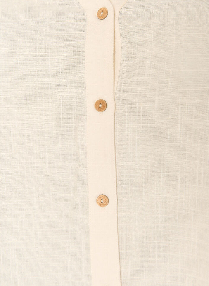Baumwollbluse mit V-Ausschnitt, Vanille, Packshot image number 2
