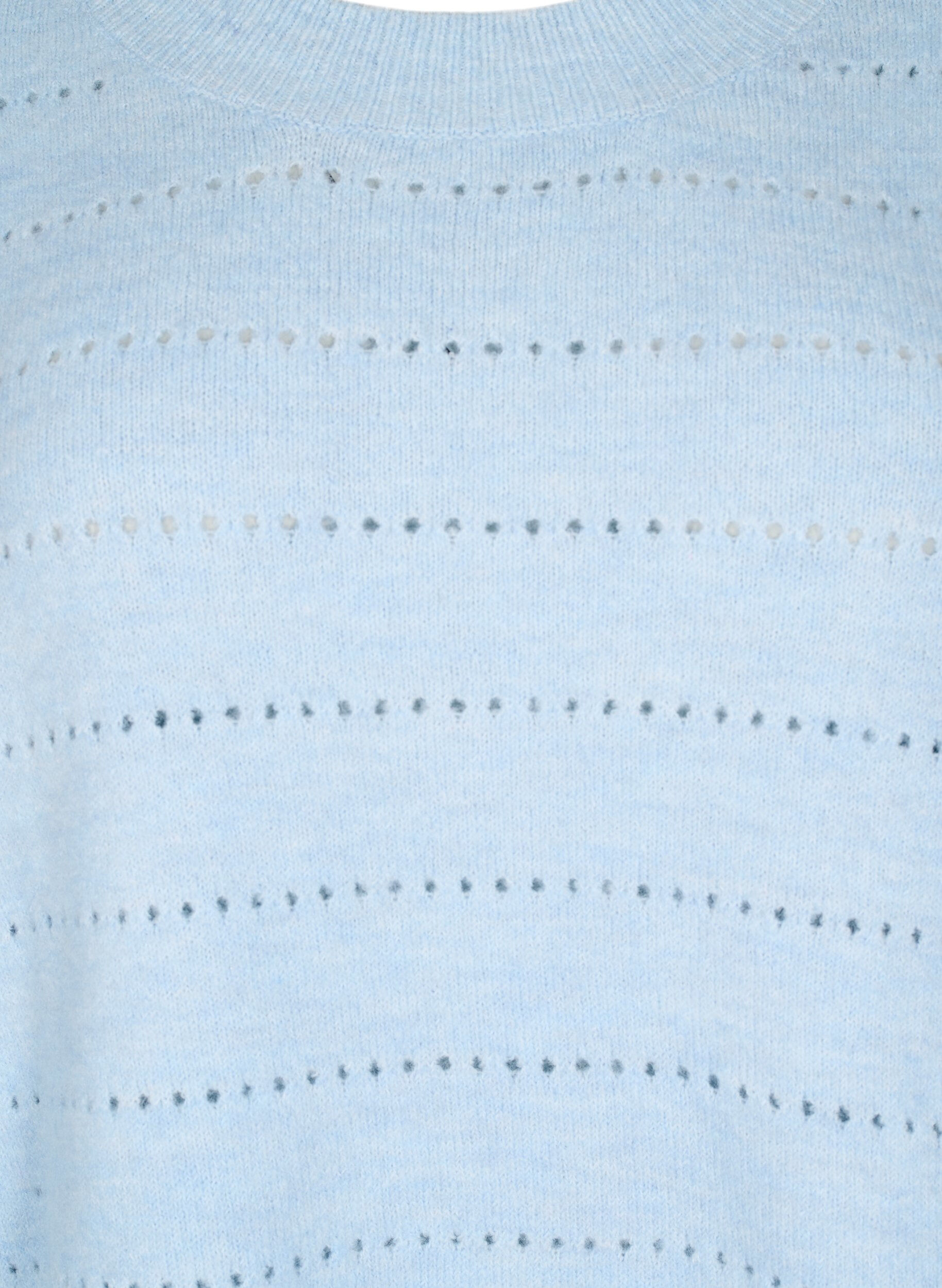 ZizziStrickbluse mit Rundhals und Spitzenmuster, Cashmere Blue Mel., Packshot image number 2