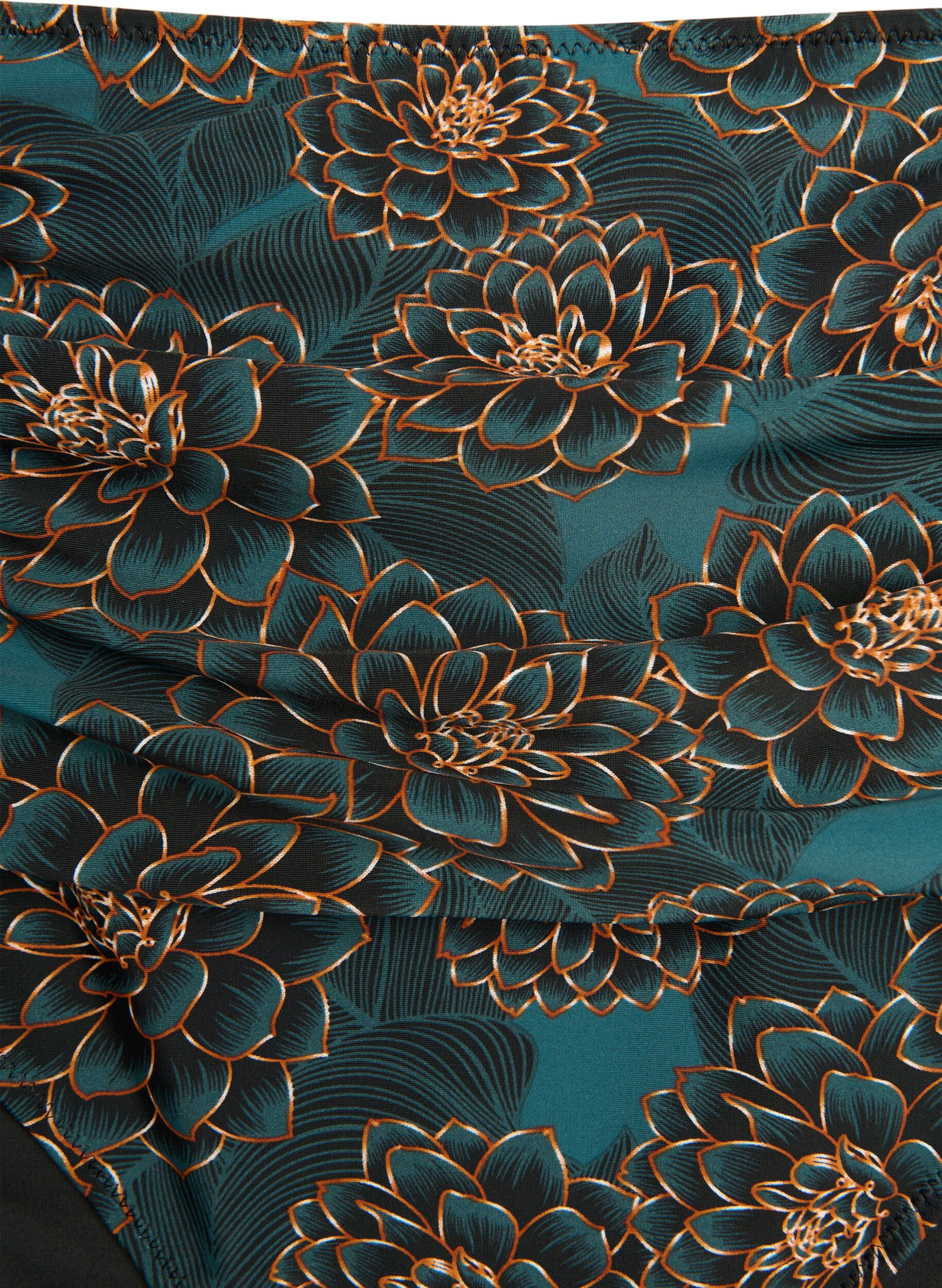 ZizziBikini-Slip mit Print und hoher Taille, Petrol, Packshot image number 2