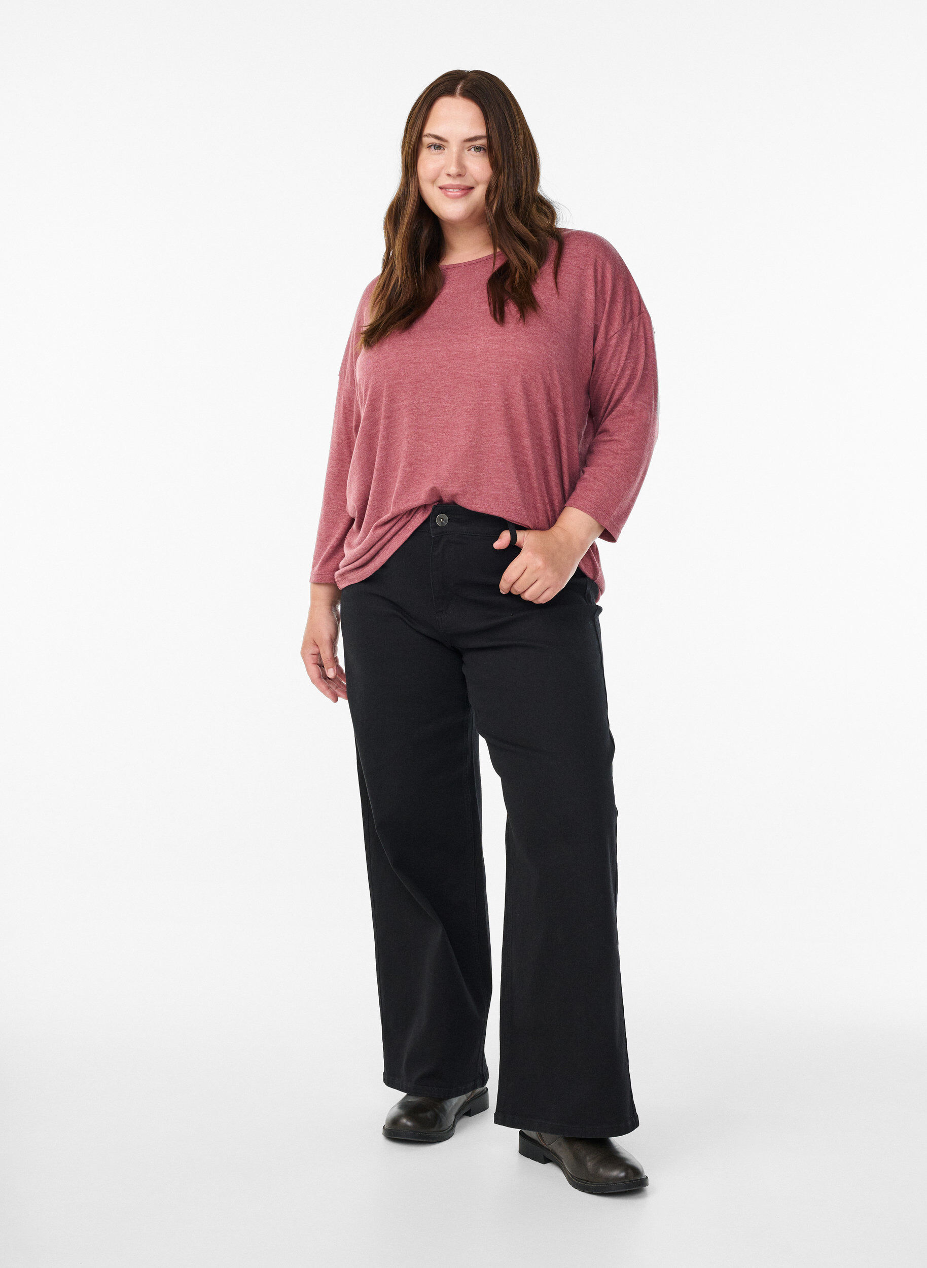 ZizziBluse aus Jersey mit 3/4-&Auml;rmeln, Rot, Model image number 1