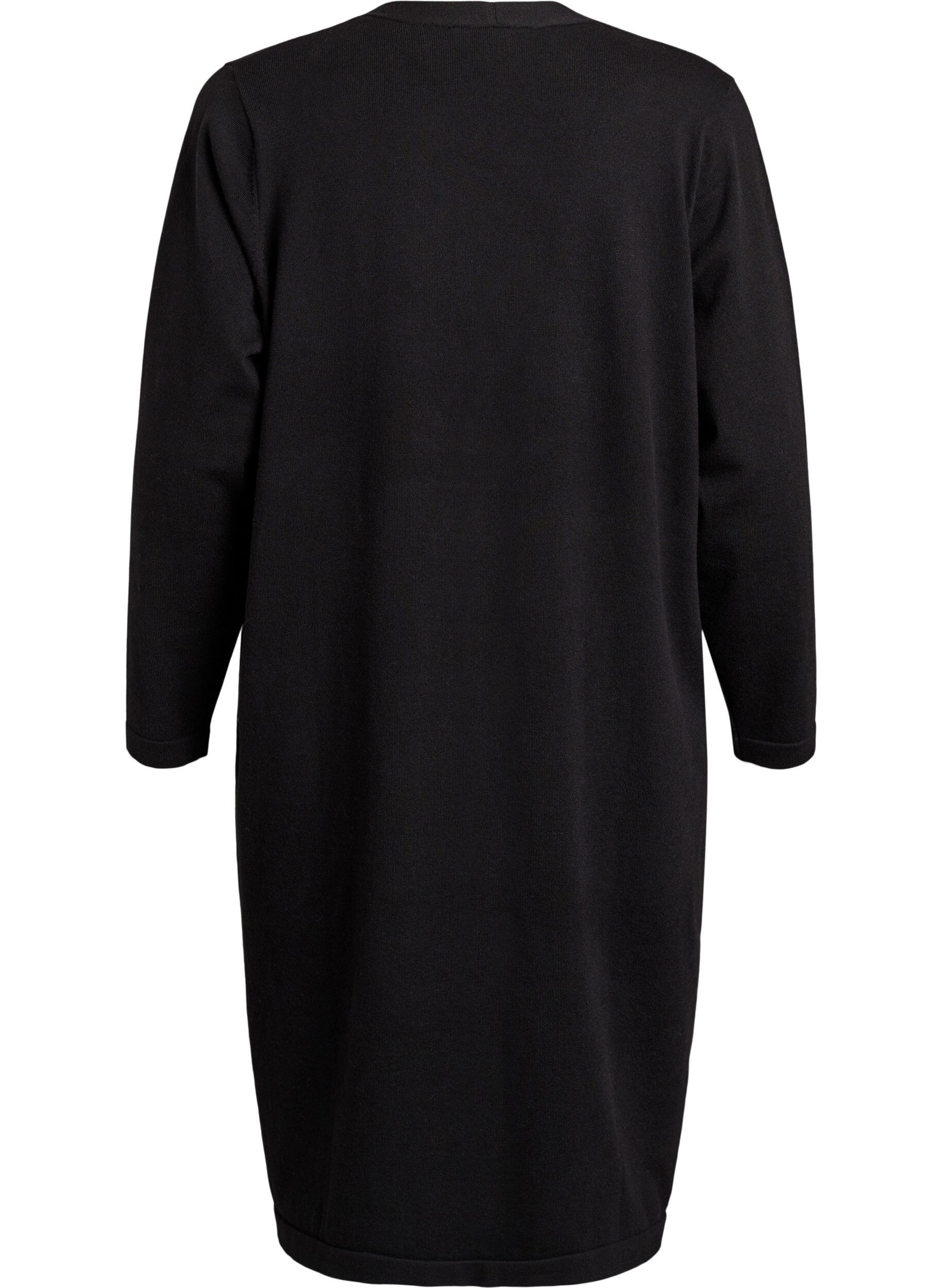 ZizziLange, offene Strickjacke mit Taschen, Schwarz, Packshot image number 1