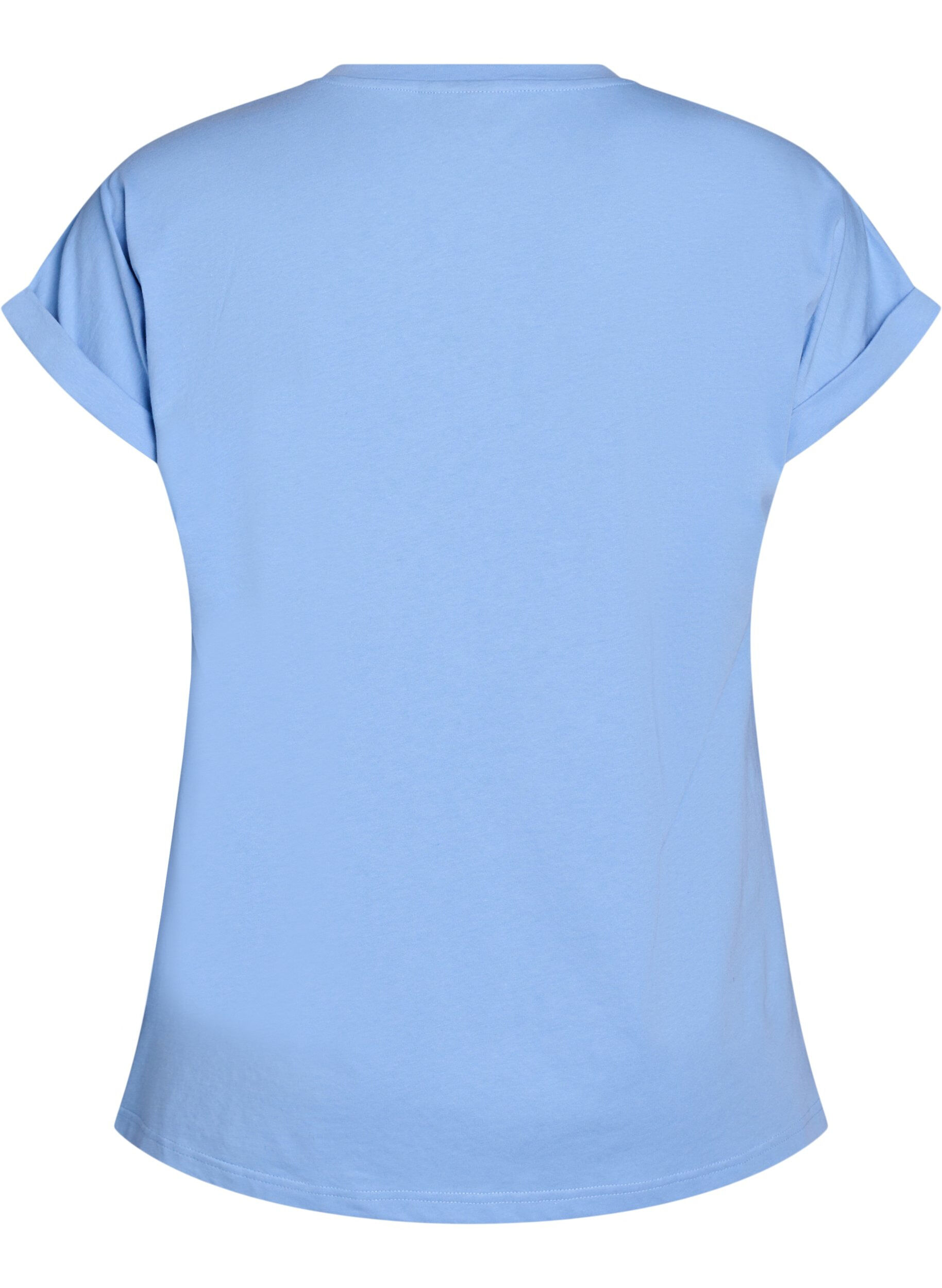 ZizziKurz&auml;rmliges T-Shirt aus einer Baumwollmischung, Blau, Packshot image number 1