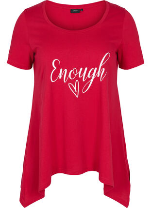 Kurzarm T-Shirt aus Baumwolle mit A-Linie, Tango Red ENOUGH, Packshot image number 0