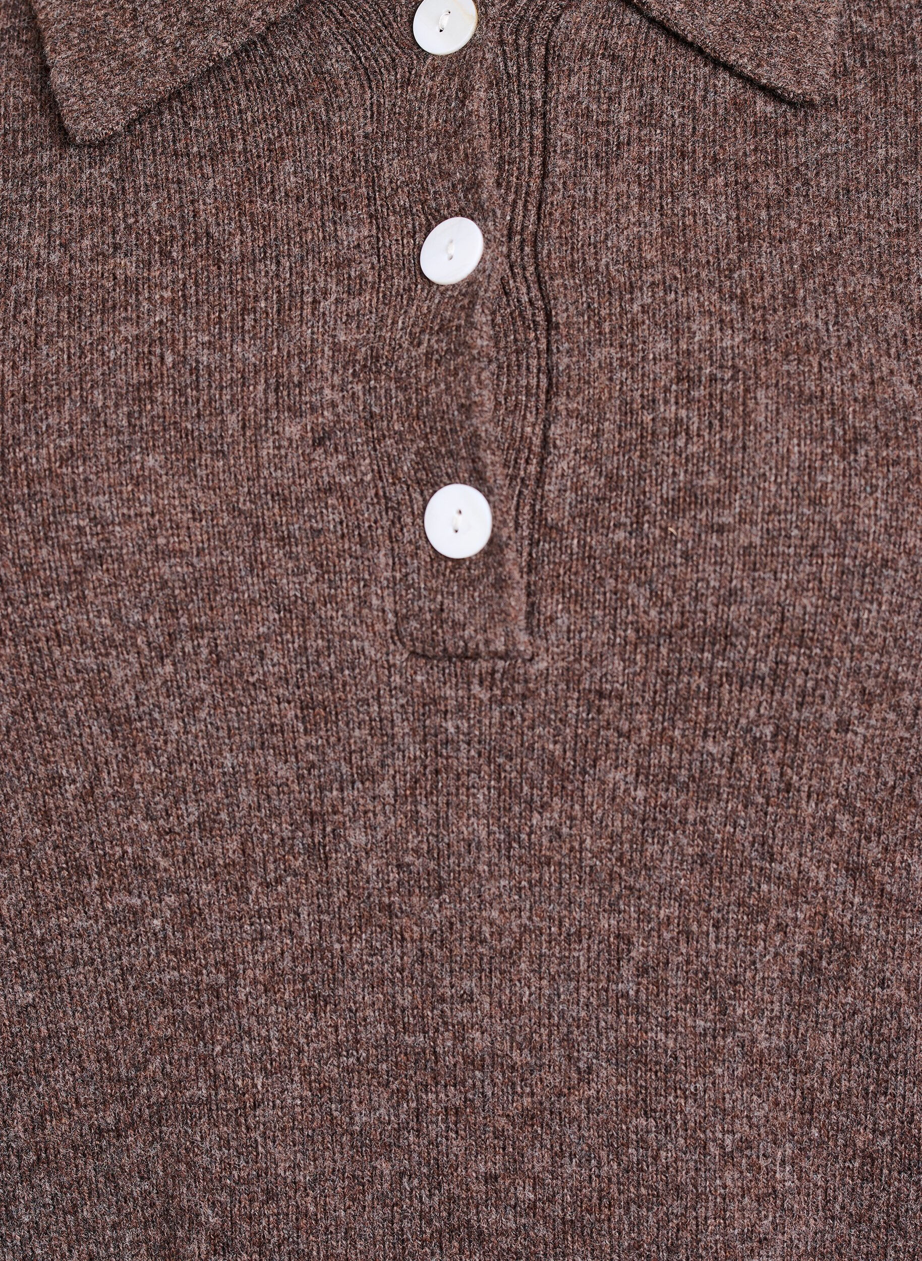 ZizziStrickbluse aus weicher Merinomischung mit Polokragen, Braun, Packshot image number 2