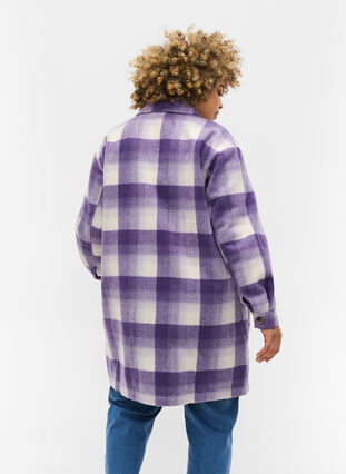 Karierte Hemdjacke mit Knöpfen und Taschen, Purple Check, Model image number 1