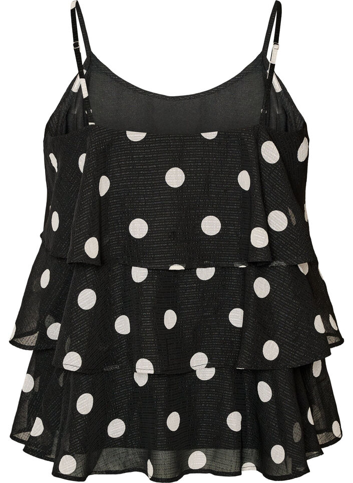 Lagen-Top mit R&uuml;schen und Spaghettitr&auml;gern, Schwarz, Packshot