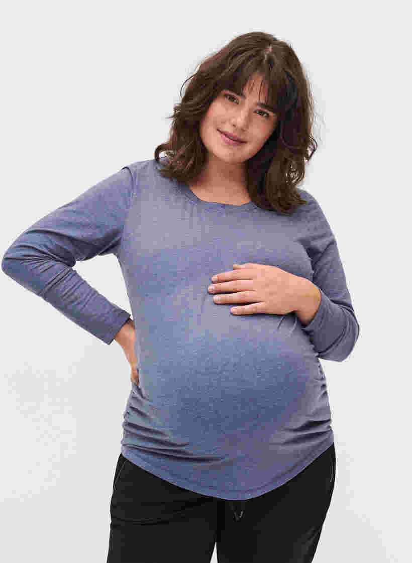 Basic Schwangerschaftsbluse mit langen Ärmeln, Nightshadow Blue, Model image number 0