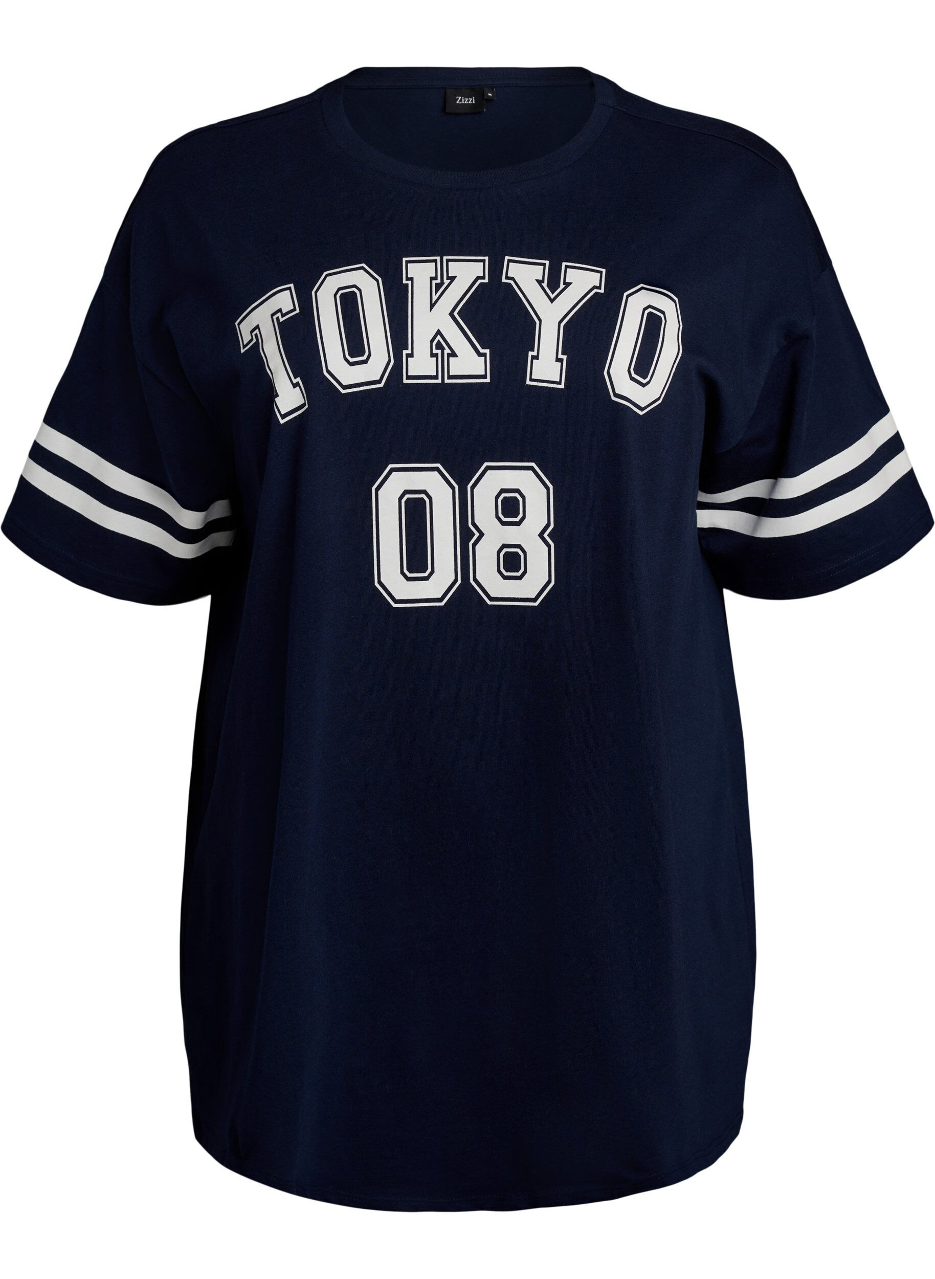 ZizziSportliches Oversize-College-T-Shirt, Blau, Packshot image number 0