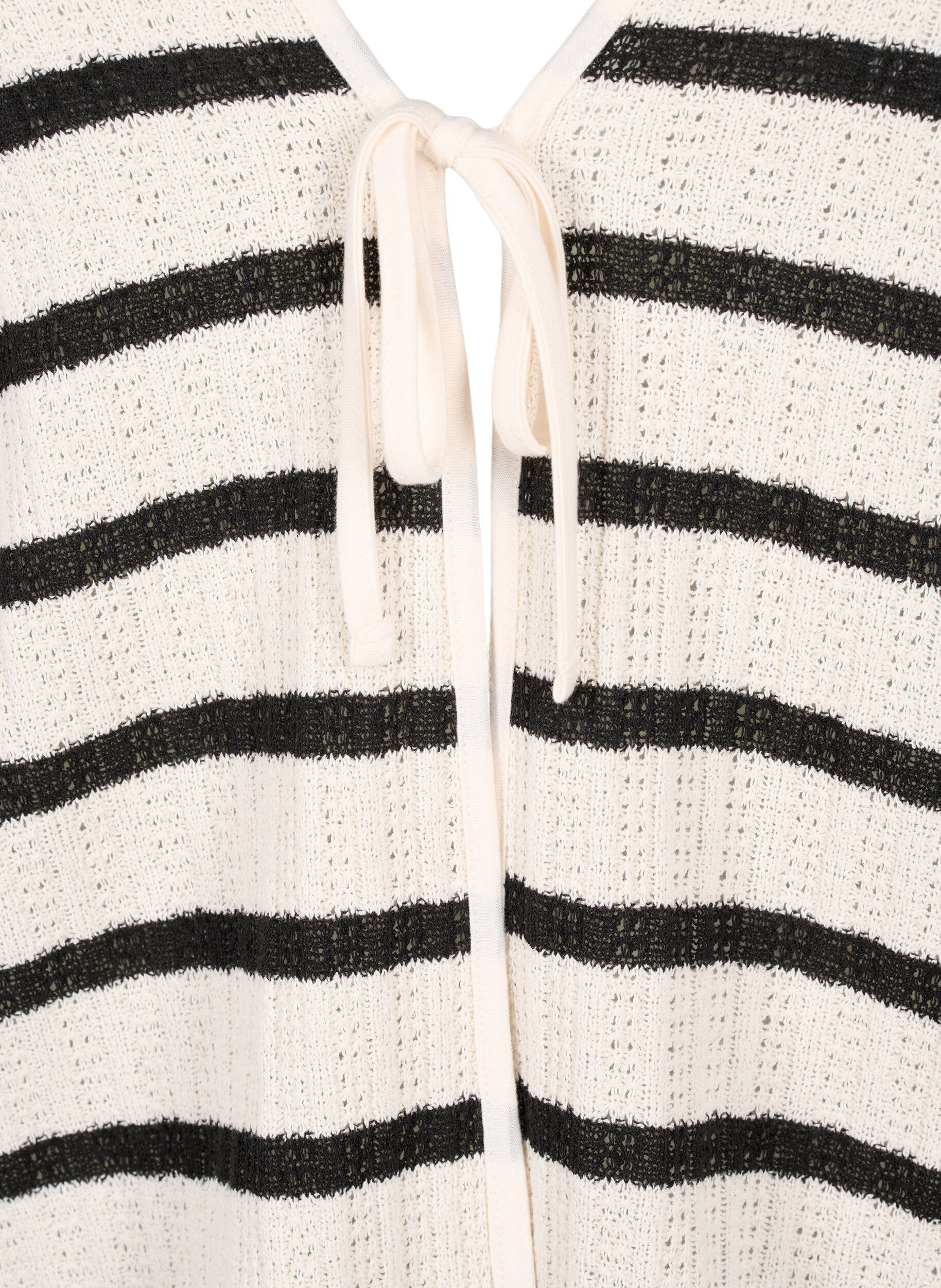 ZizziGestreifte Strickjacke mit Bindeband, Sand Black Stripe, Packshot image number 2