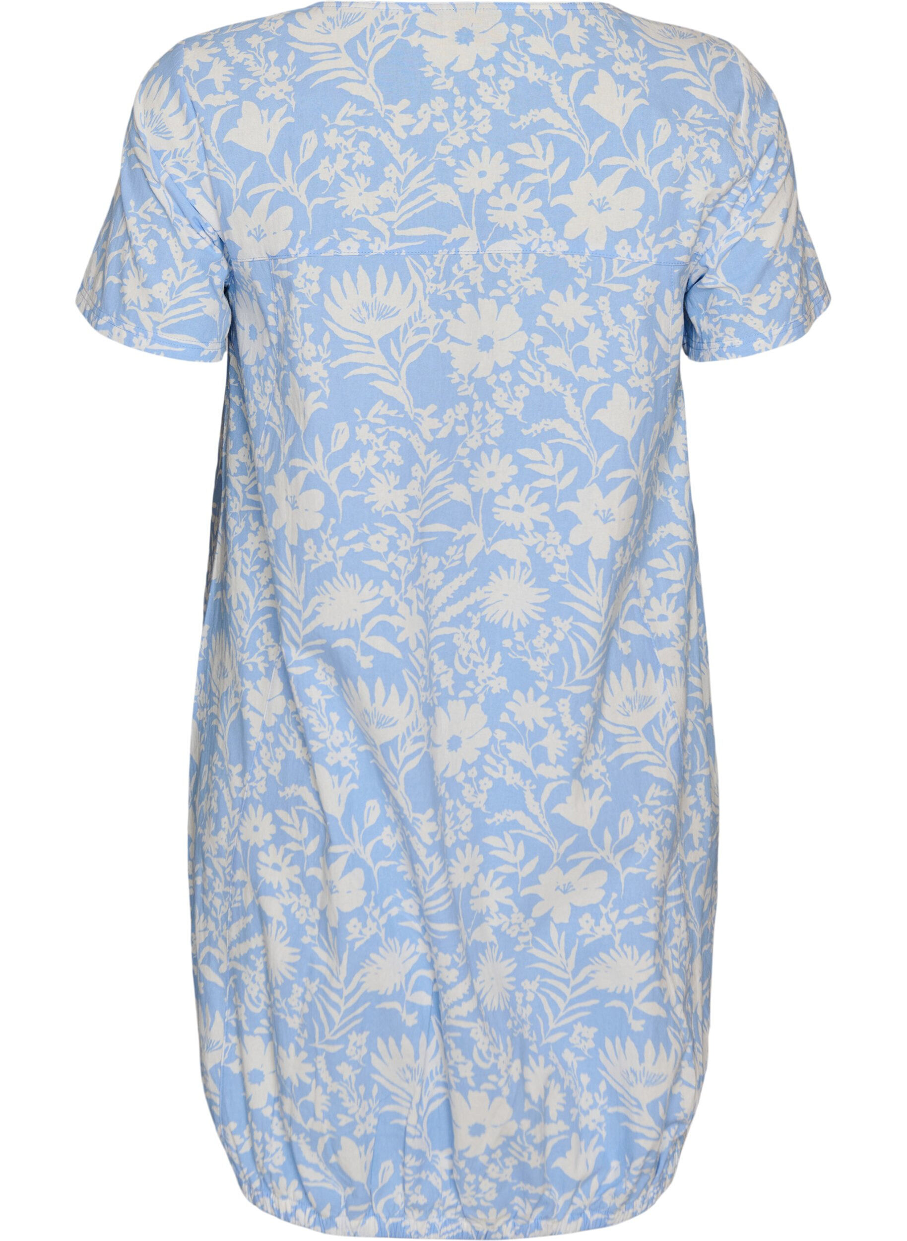 ZizziKurz&auml;rmliges Baumwollkleid mit Aufdruck, Vanille, Packshot image number 1