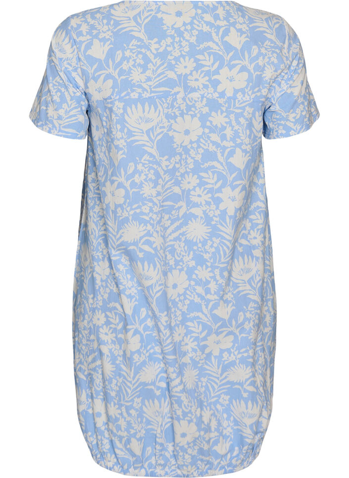 Kurz&auml;rmliges Baumwollkleid mit Aufdruck, Vanille, Packshot image number 1