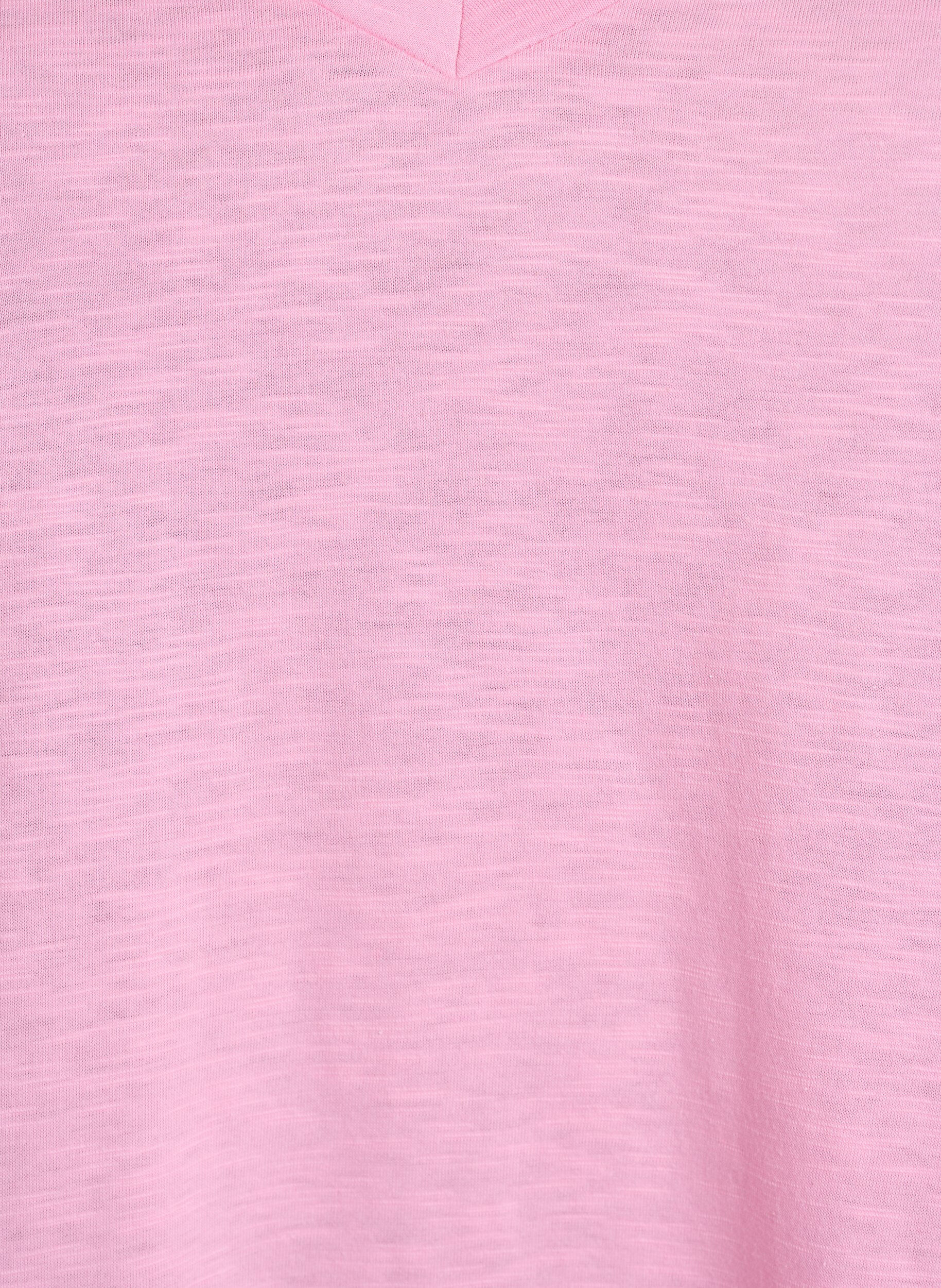 ZizziKurz&auml;rmeliges Basic T-Shirt mit V-Ausschnitt, Pink, Packshot image number 2