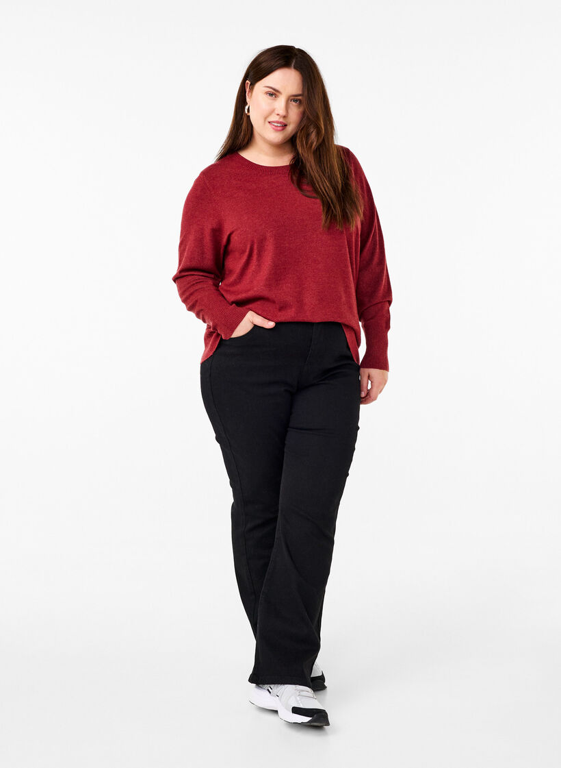 Strickpullover mit Rundhalsausschnitt, Rot, Model image number 1