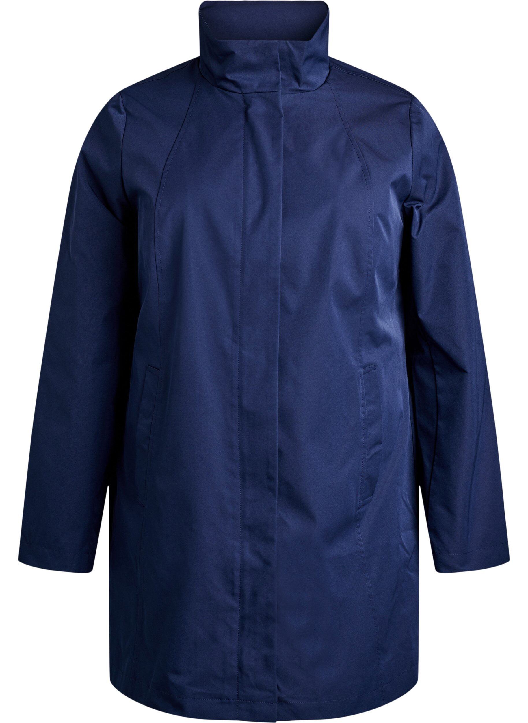 Zizzi&Uuml;bergangsjacke mit Taschen und hohem Kragen, Blau, Packshot image number 0