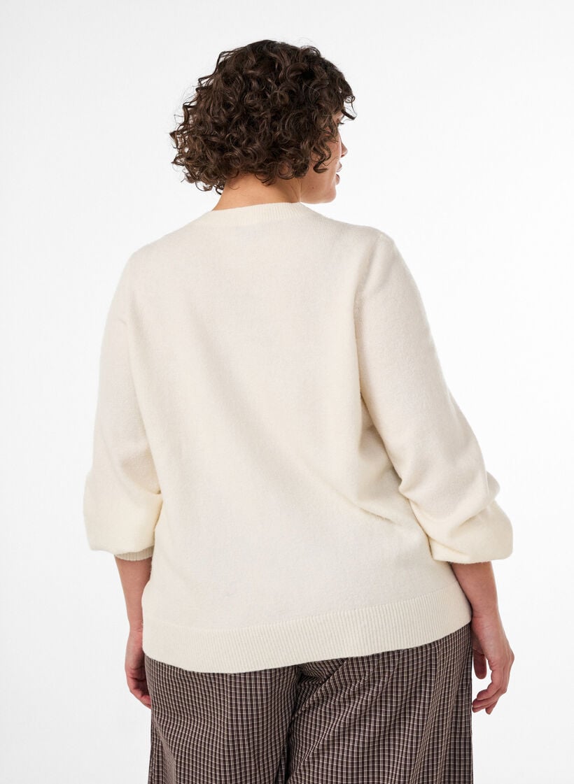 Strickjacke aus weichem Strick mit goldfarbenen Kn&ouml;pfen, Vanille, Model image number 2