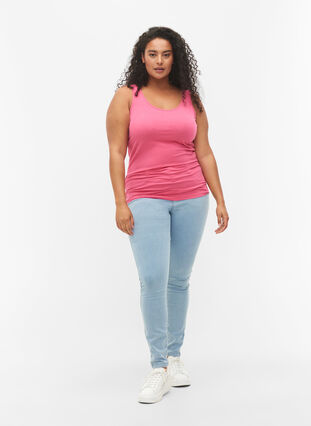Einfarbiges basic Top aus Baumwolle, Hot Pink, Model image number 2